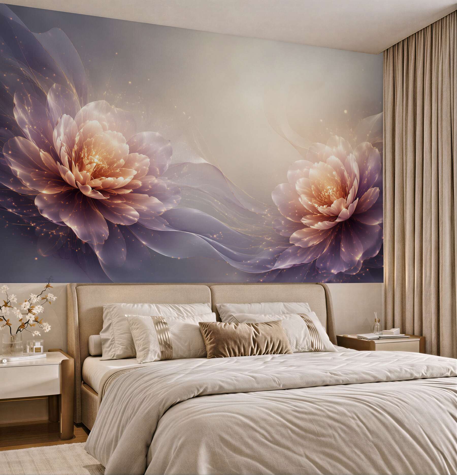 Fototapeta kwiaty piwonie pudrowy róż i fiolet eleganckie?v23