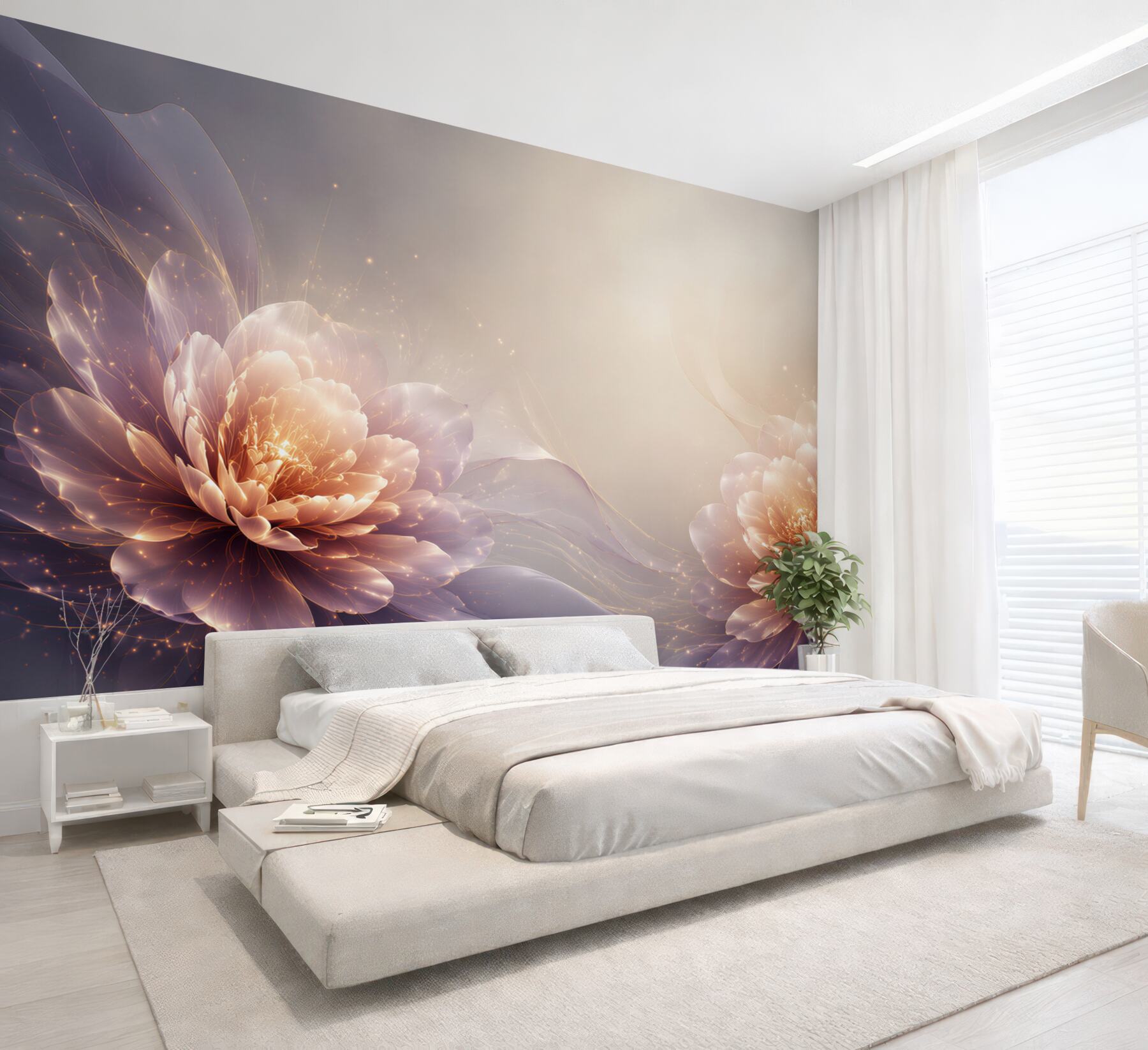 Fototapeta kwiaty piwonie pudrowy róż i fiolet eleganckie?v23