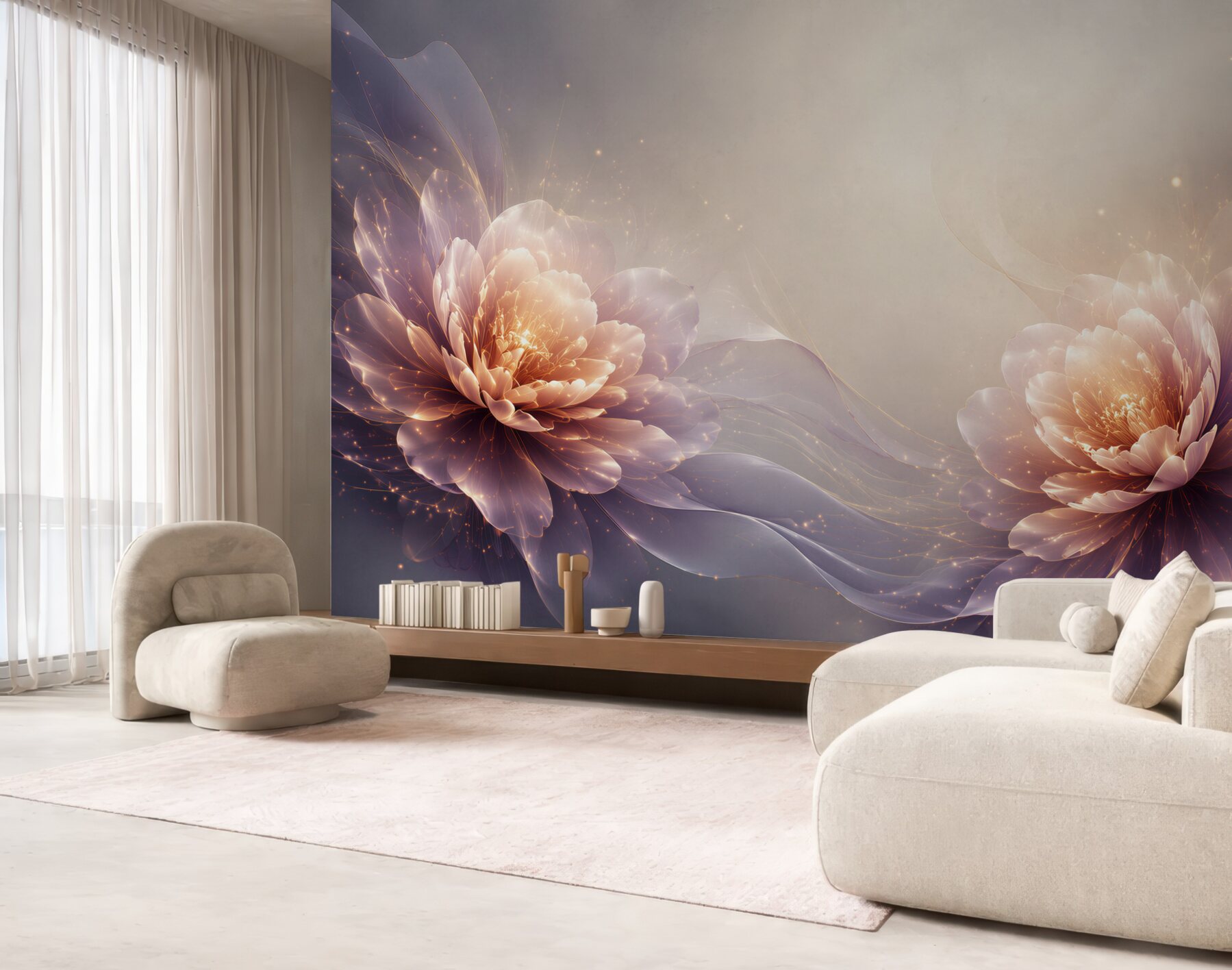 Fototapeta kwiaty piwonie pudrowy róż i fiolet eleganckie?v23