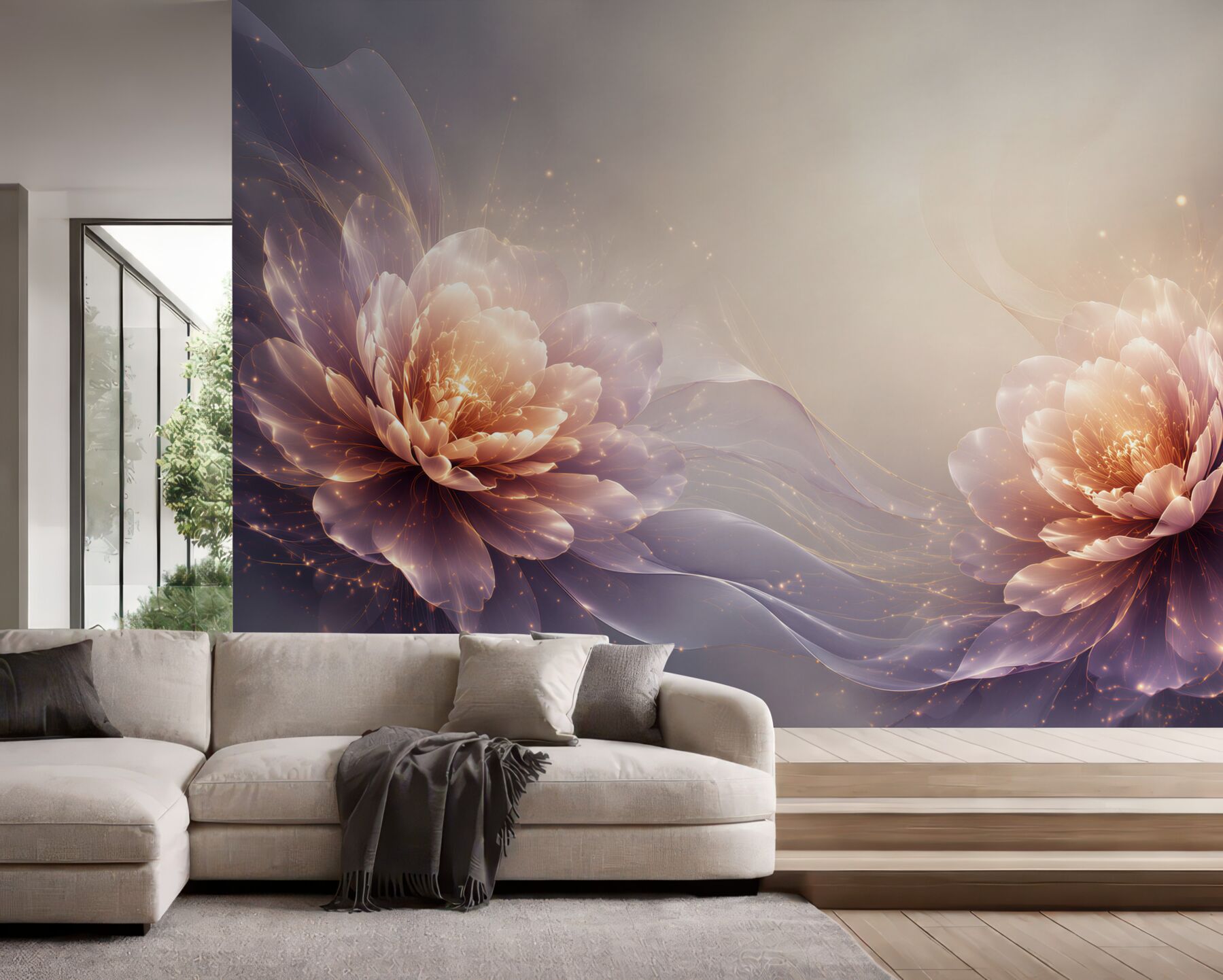 Fototapeta kwiaty piwonie pudrowy róż i fiolet eleganckie?v23