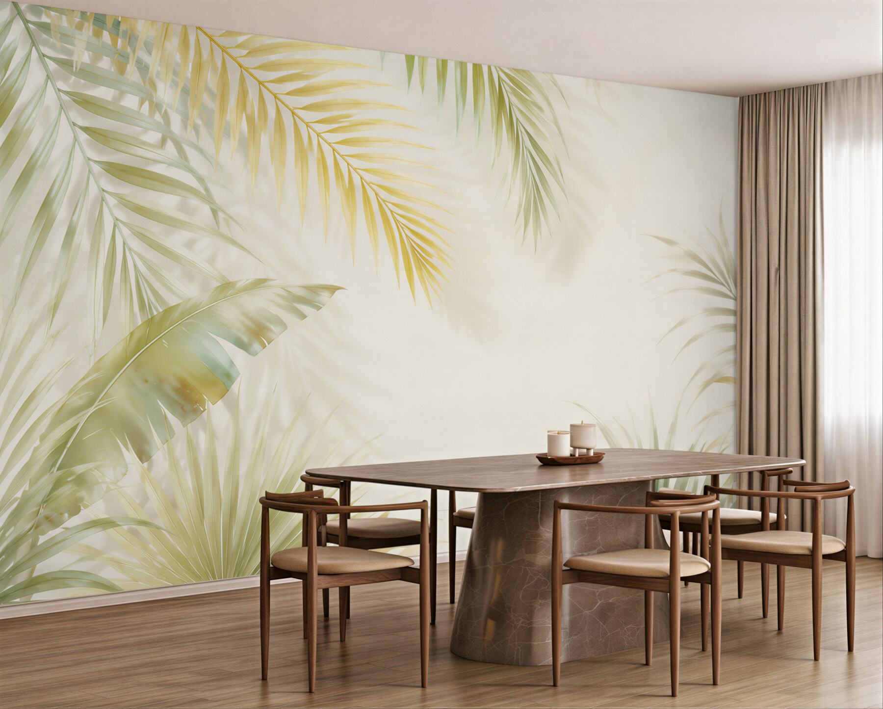Fototapeta pastelowe liście palmowe i bananowca jasna tropikalna?v23