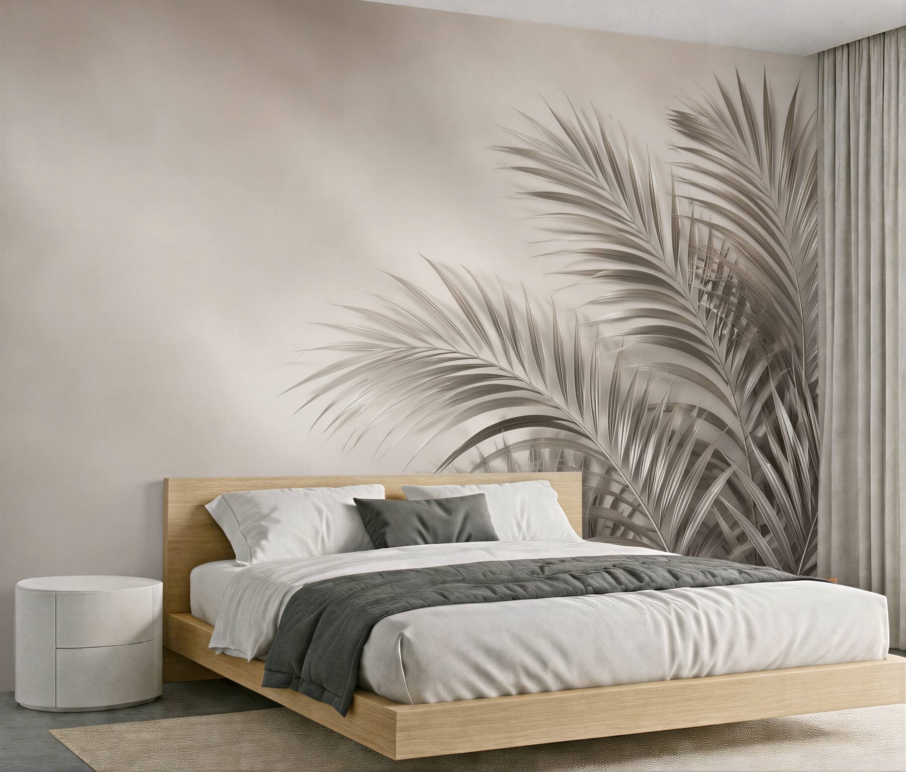 Fototapeta liście palmowe beżowe minimalistyczne do eleganckiego salonu?v23