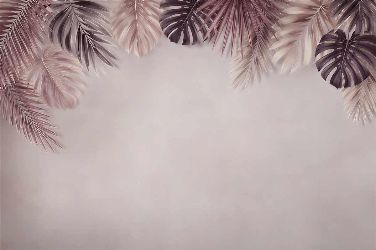 Fototapeta liście palmowe pudrowy róż tropikalna elegancja