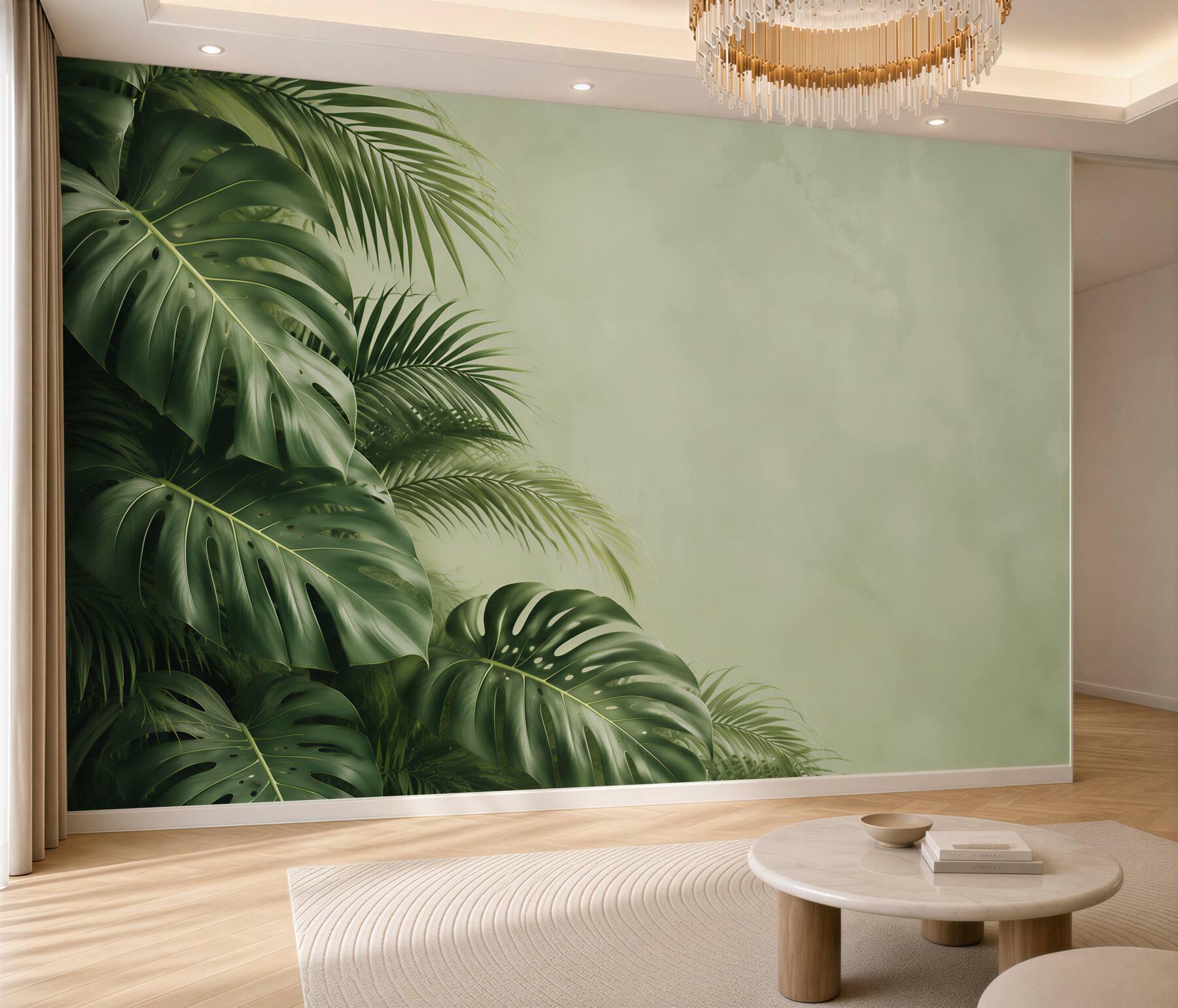 Fototapeta zielone liście monstery i palm w stylu tropikalnej dżungli?v23