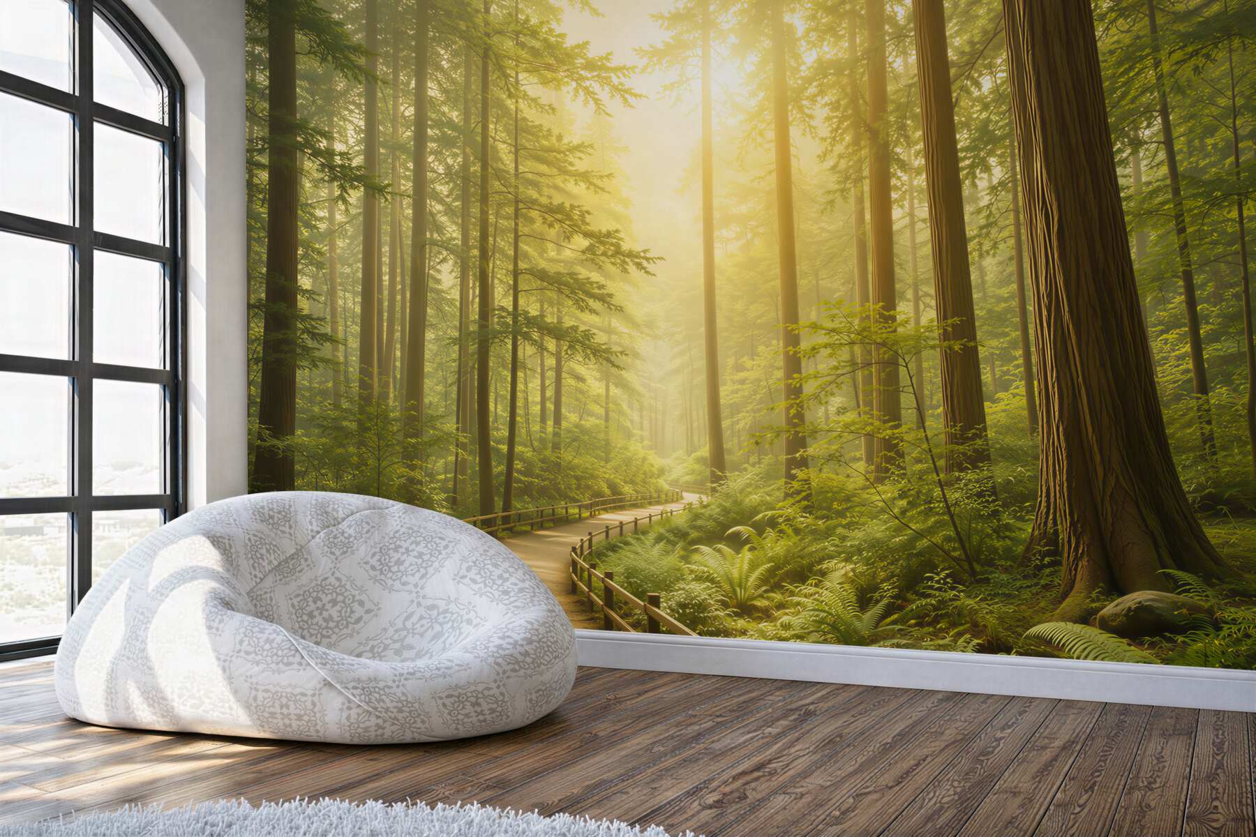 Fototapeta leśna ścieżka w słonecznym lesie zielona naturalna?v23