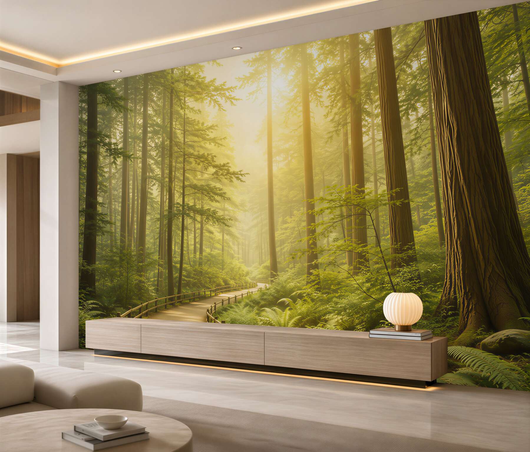 Fototapeta leśna ścieżka w słonecznym lesie zielona naturalna?v23