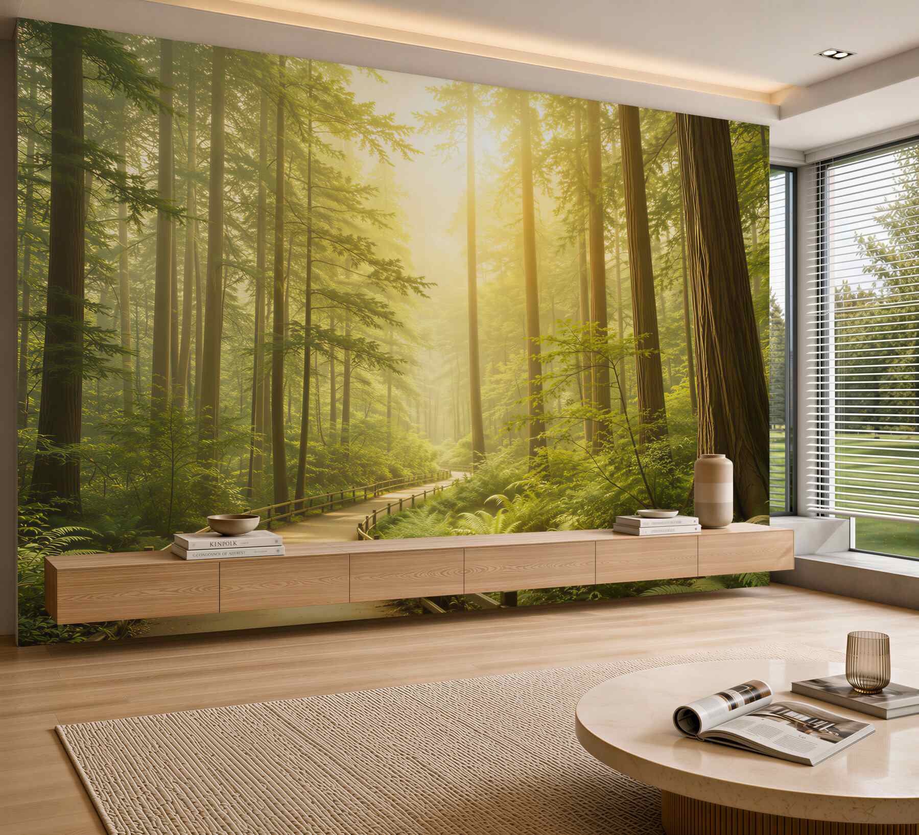 Fototapeta leśna ścieżka w słonecznym lesie zielona naturalna?v23