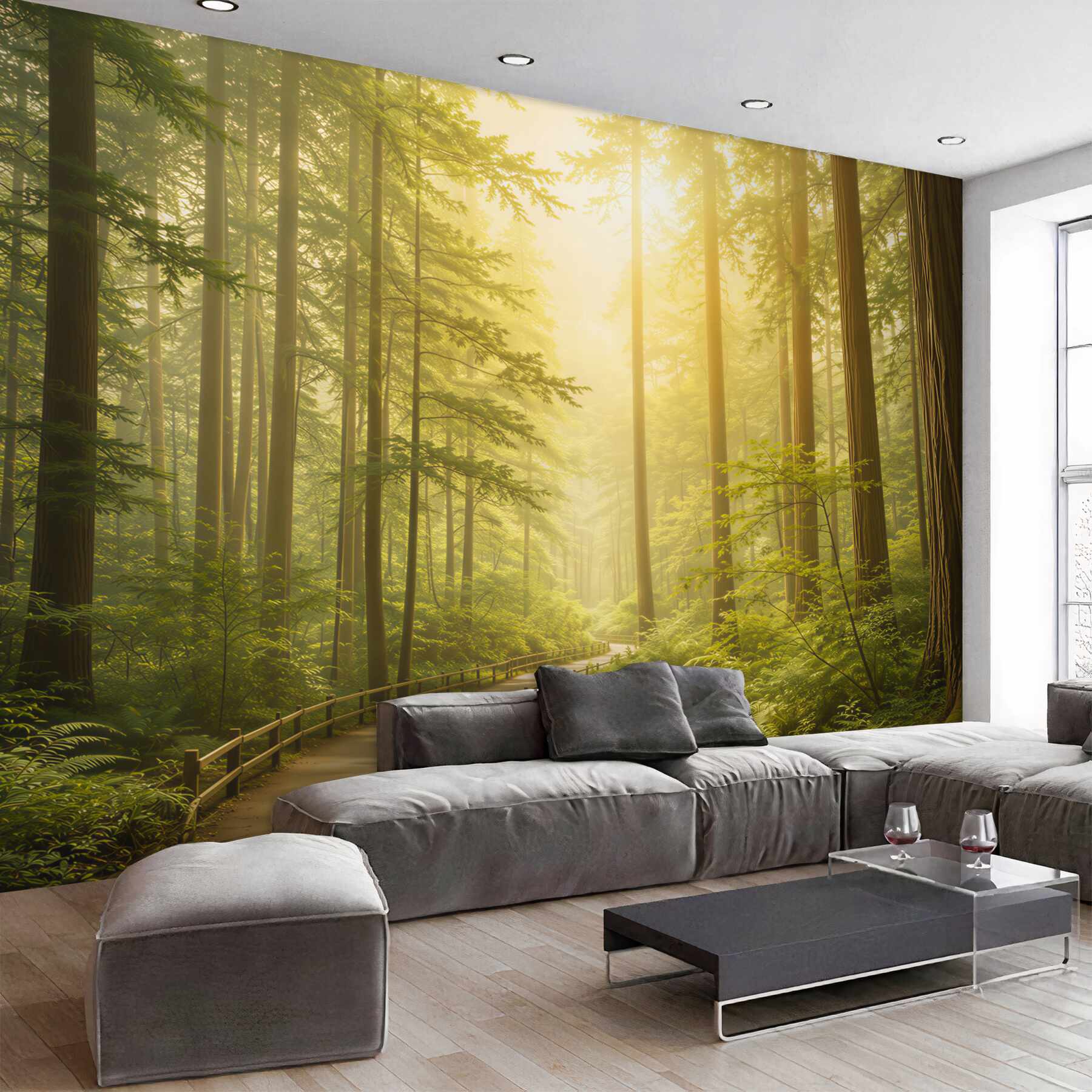 Fototapeta leśna ścieżka w słonecznym lesie zielona naturalna?v23