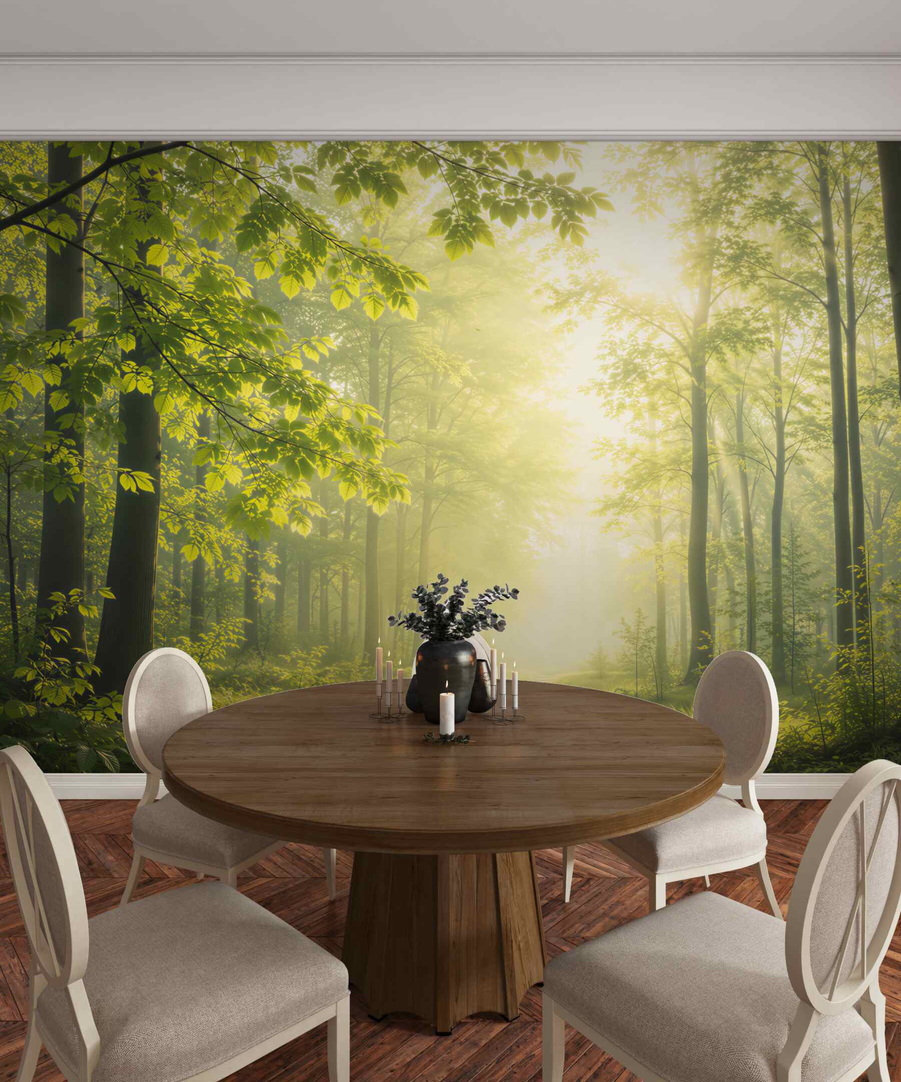 Fototapeta słoneczny las z leśną ścieżką w zielonych naturalnych barwach?v23