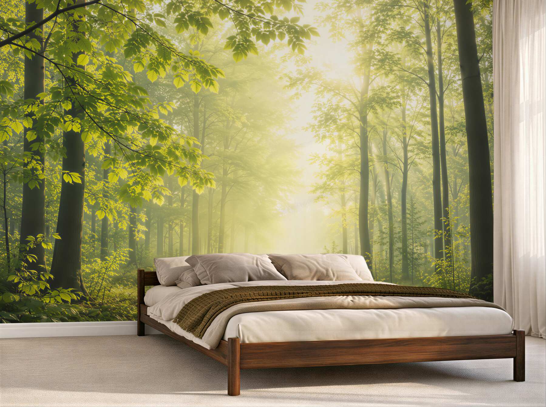 Fototapeta słoneczny las z leśną ścieżką w zielonych naturalnych barwach?v23