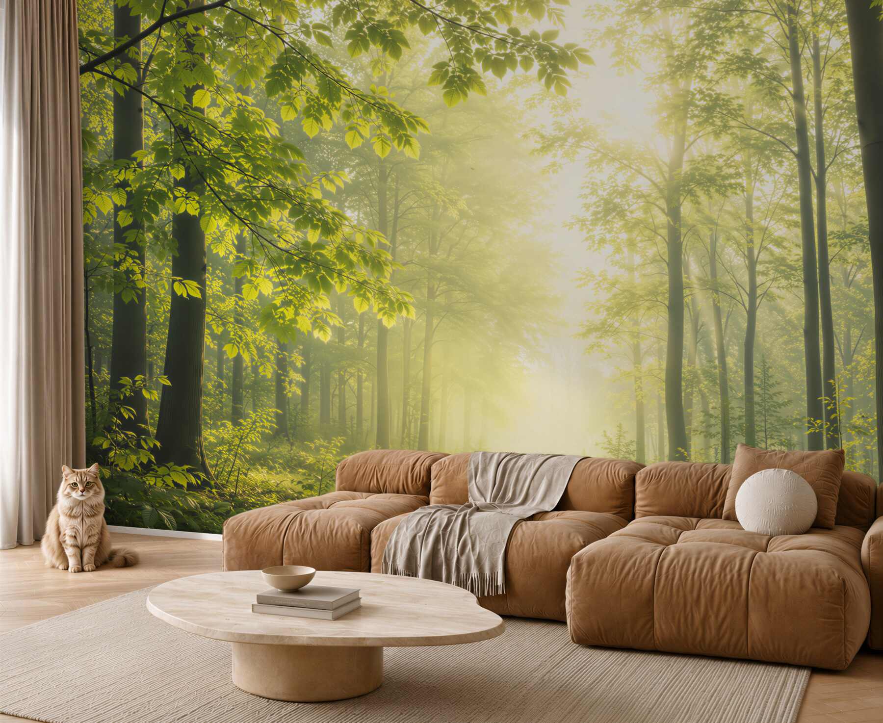 Fototapeta słoneczny las z leśną ścieżką w zielonych naturalnych barwach?v23
