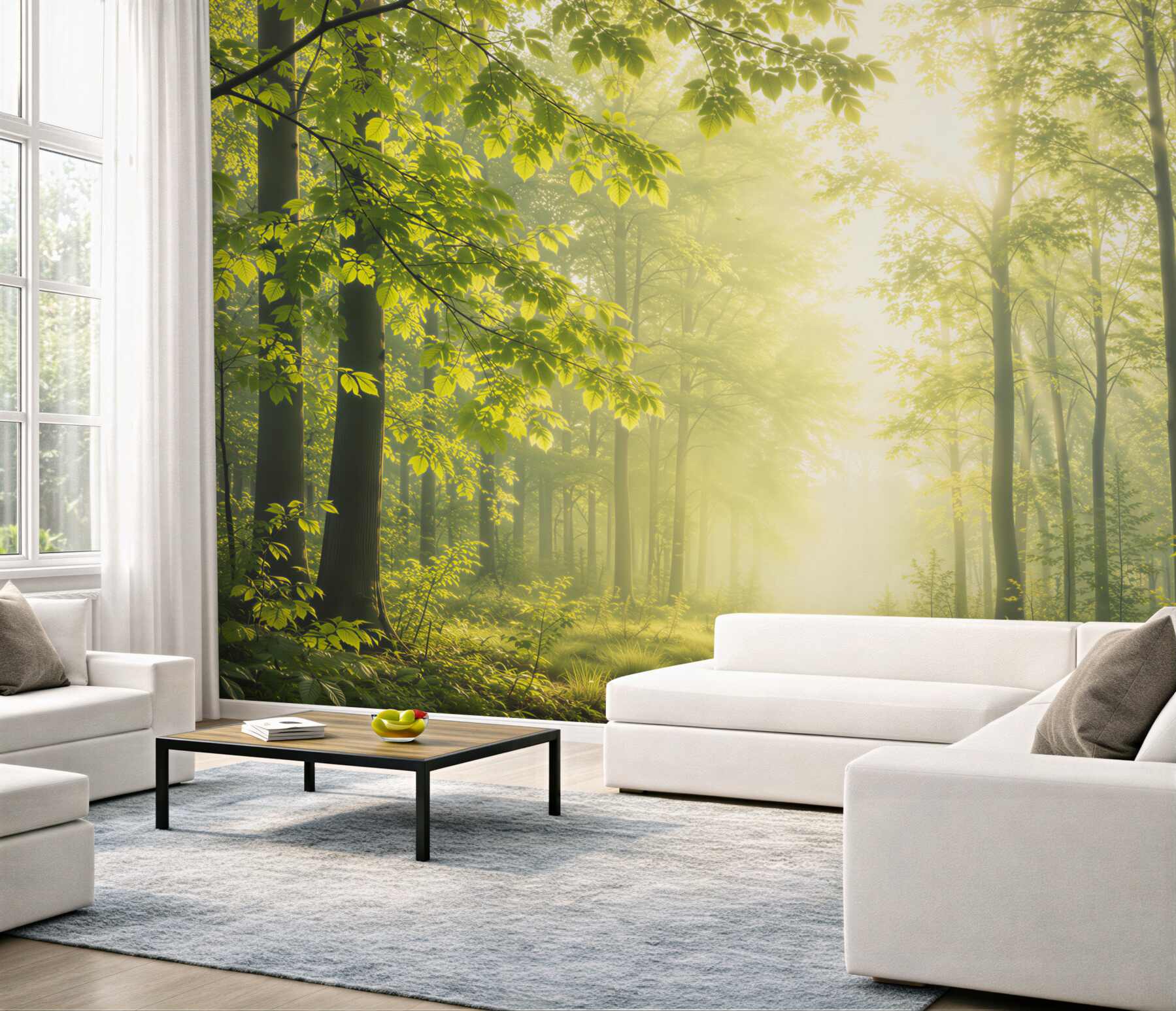 Fototapeta słoneczny las z leśną ścieżką w zielonych naturalnych barwach?v23