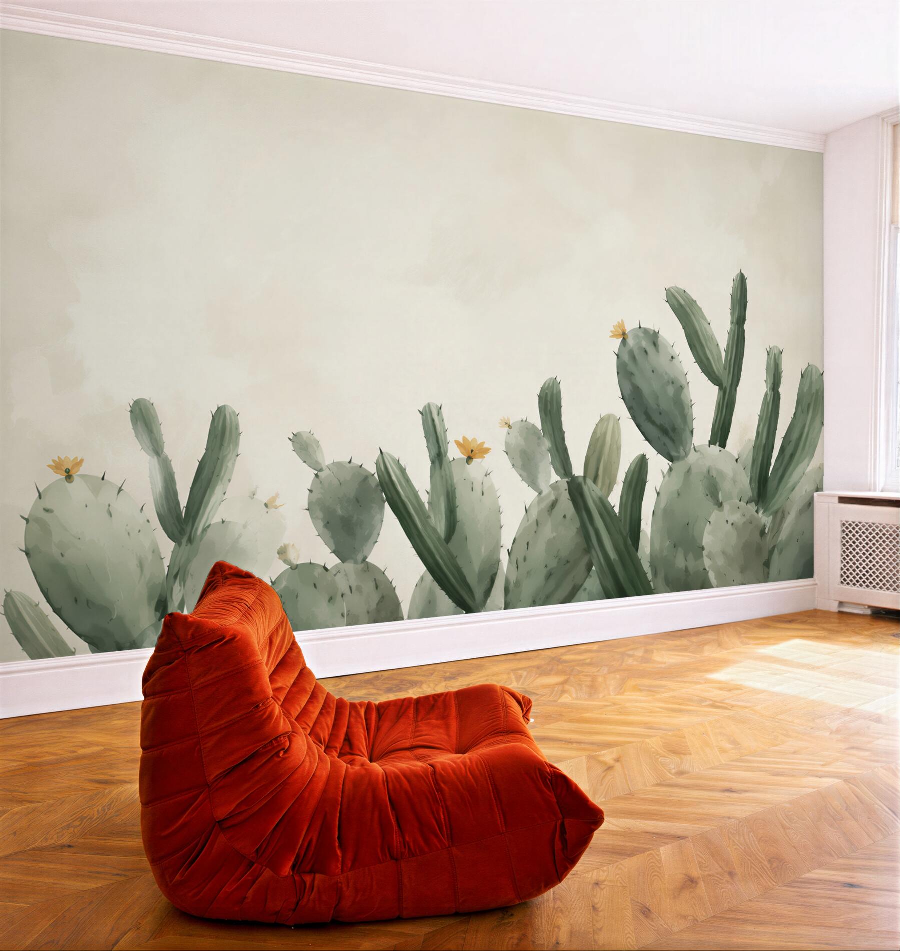 Fototapeta kaktusy akwarelowe zielone w stylu boho?v23