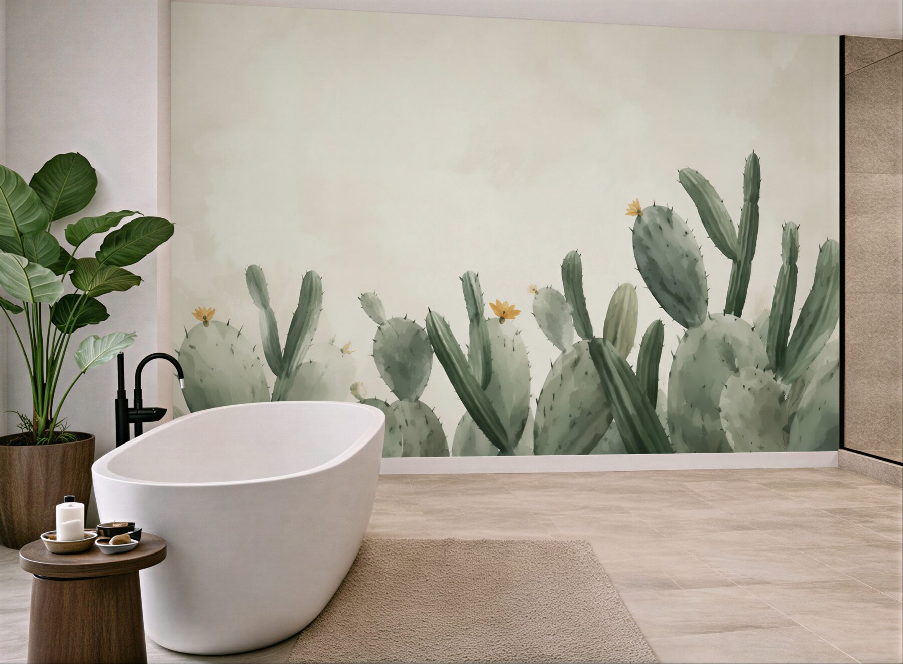Fototapeta kaktusy akwarelowe zielone w stylu boho?v23