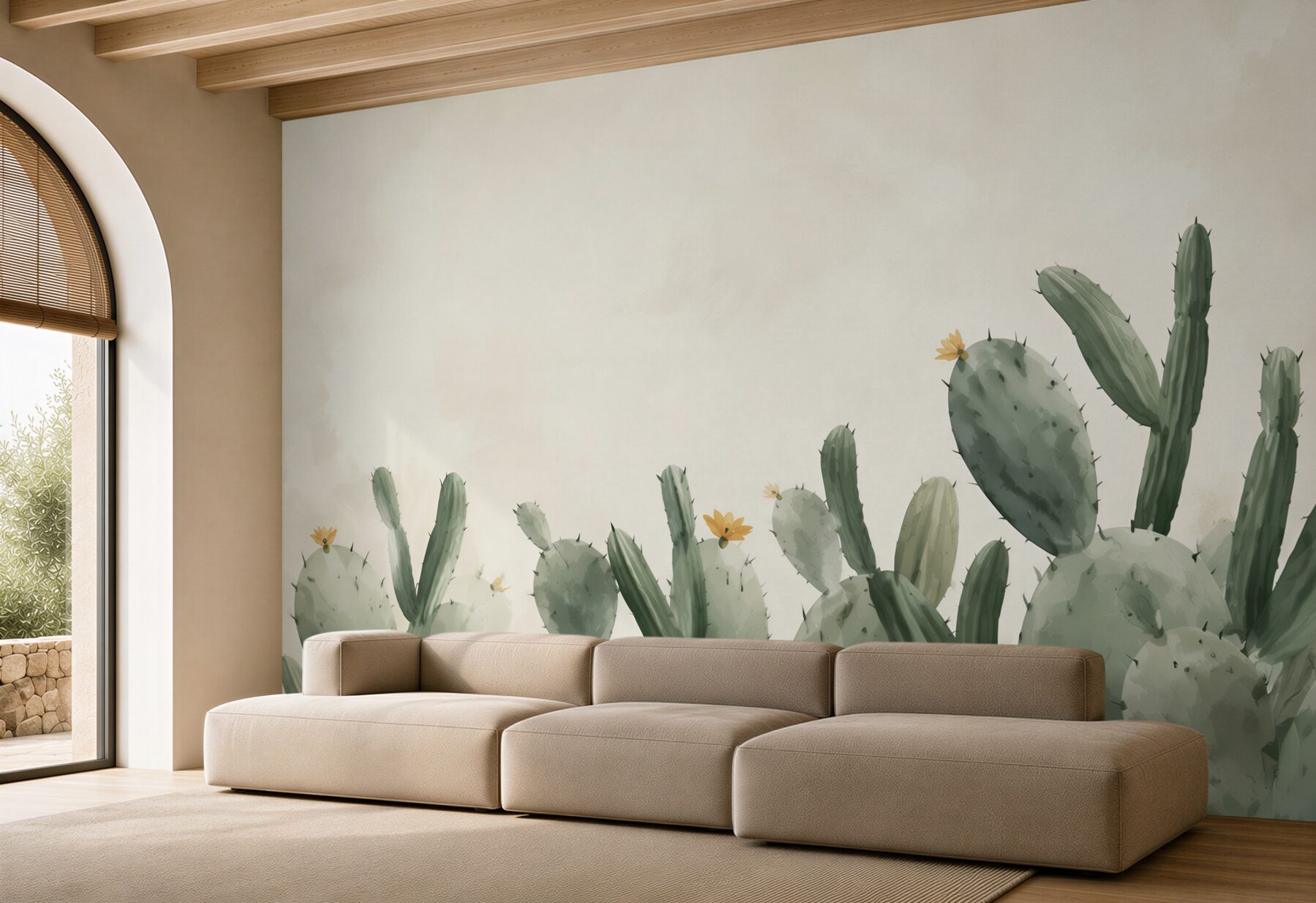 Fototapeta kaktusy akwarelowe zielone w stylu boho?v23