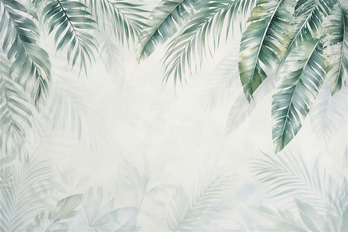Fototapeta liście palmowe zielone delikatne w stylu tropical