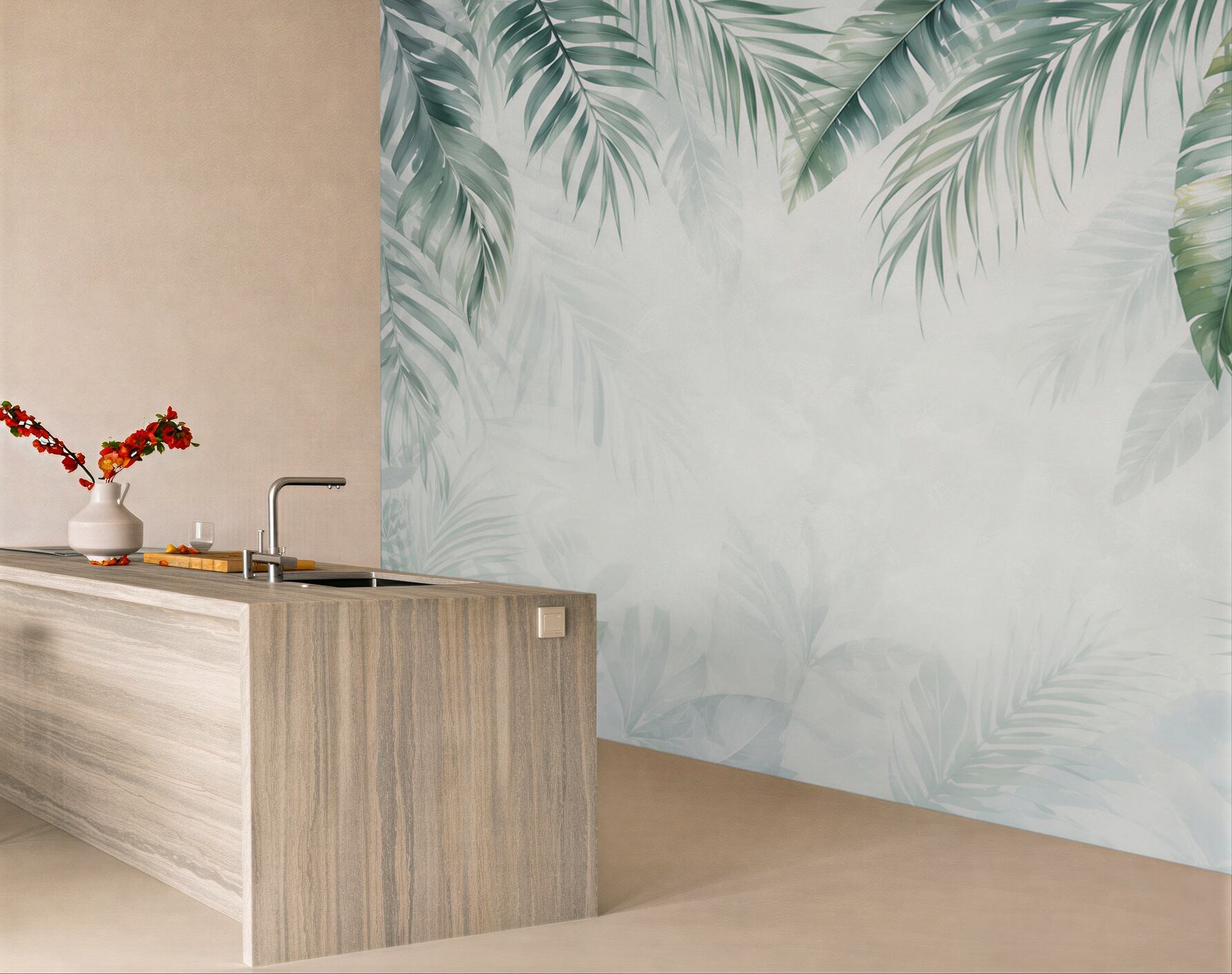 Fototapeta liście palmowe zielone delikatne w stylu tropical?v23