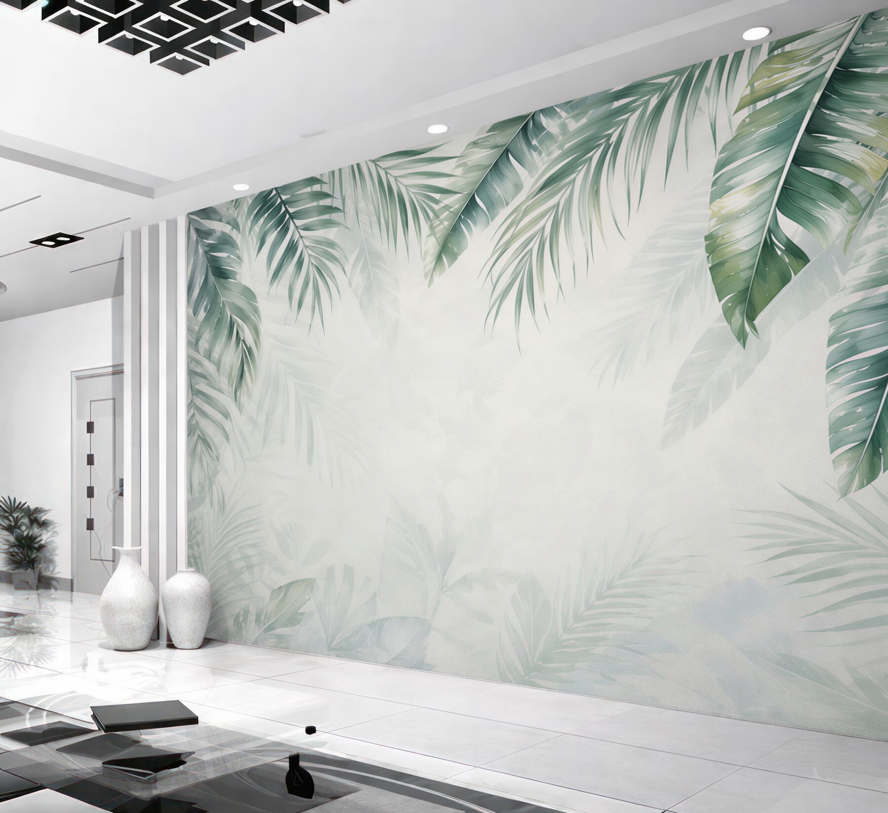 Fototapeta liście palmowe zielone delikatne w stylu tropical?v23