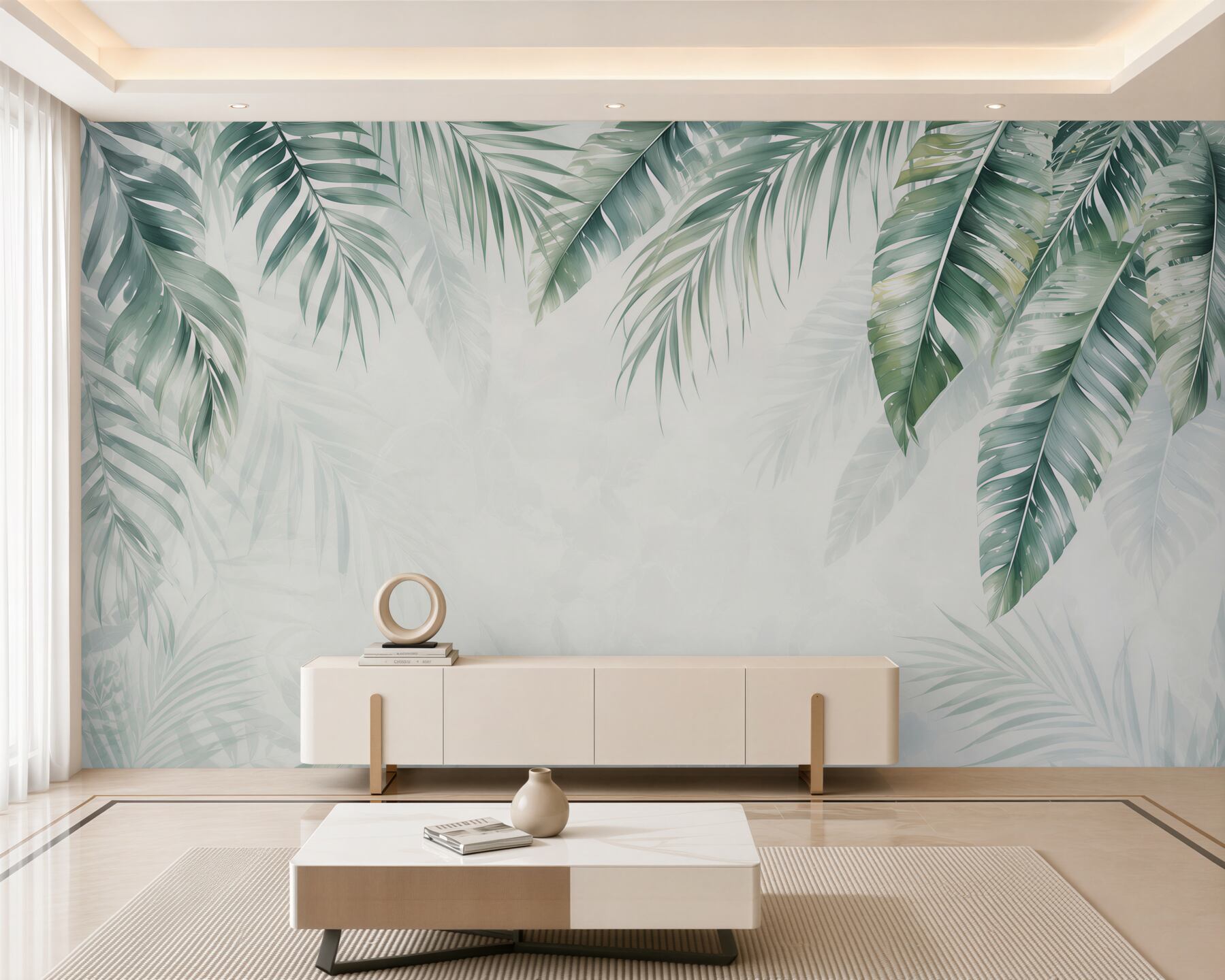 Fototapeta liście palmowe zielone delikatne w stylu tropical?v23