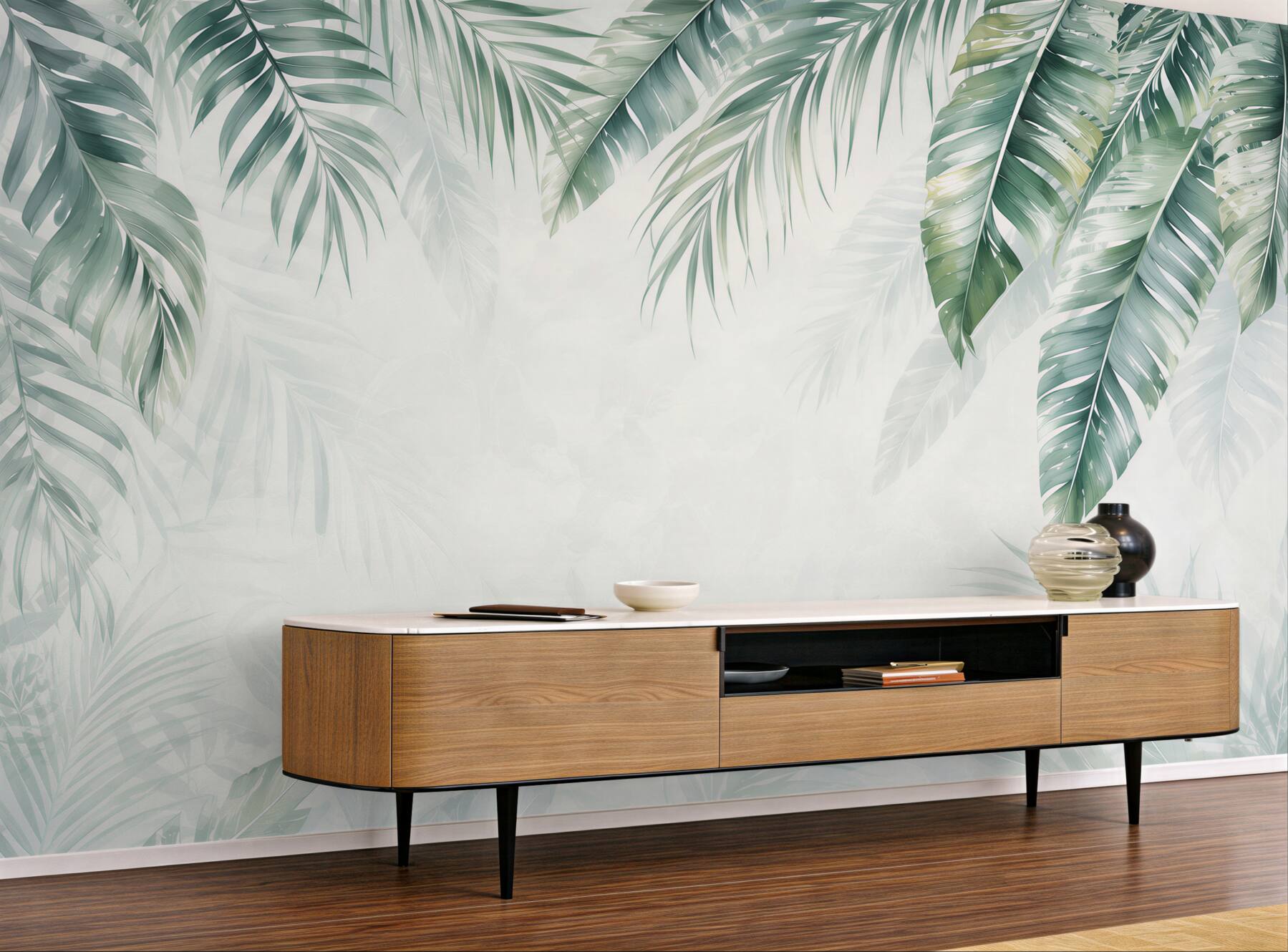 Fototapeta liście palmowe zielone delikatne w stylu tropical?v23