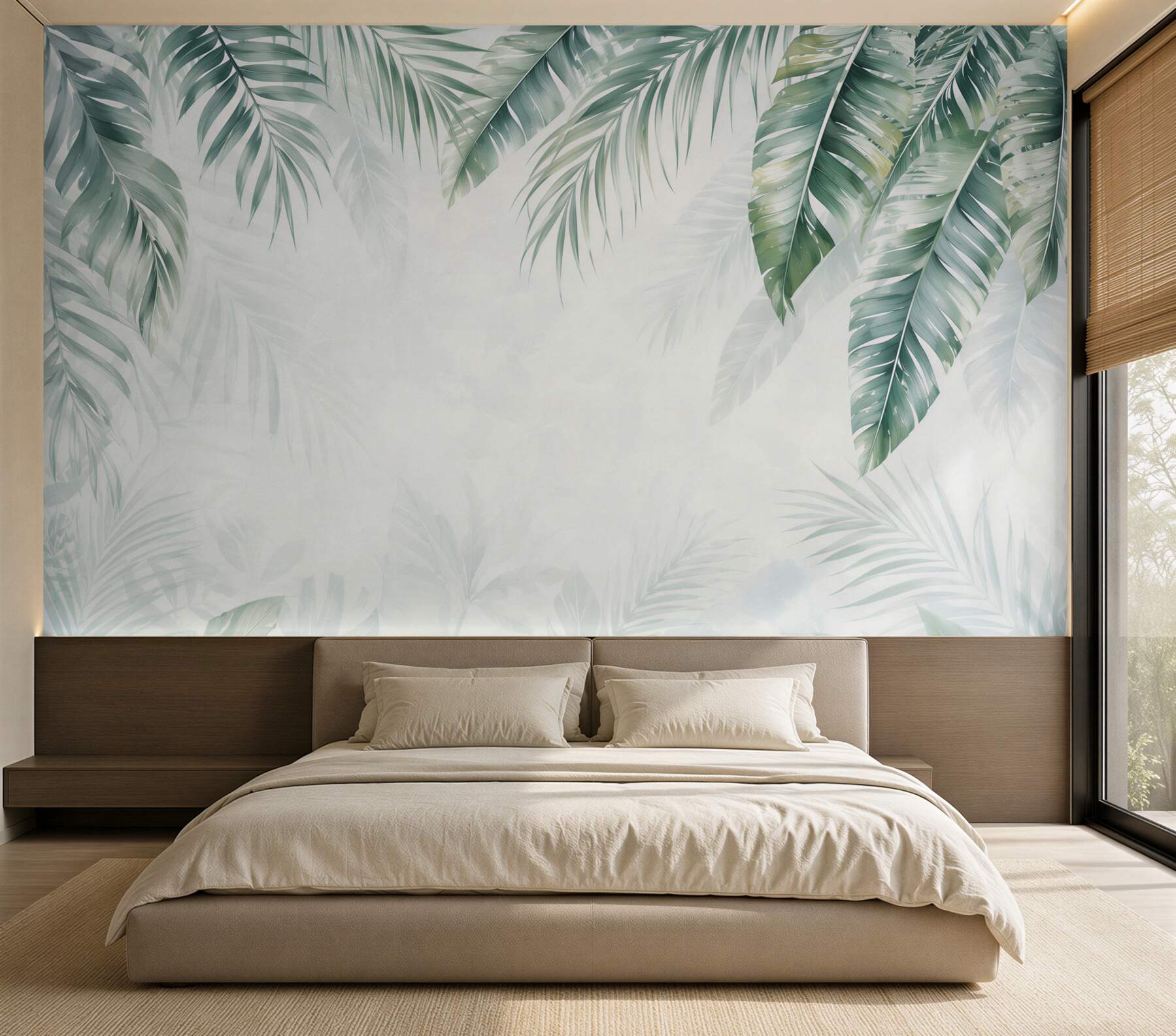 Fototapeta liście palmowe zielone delikatne w stylu tropical?v23