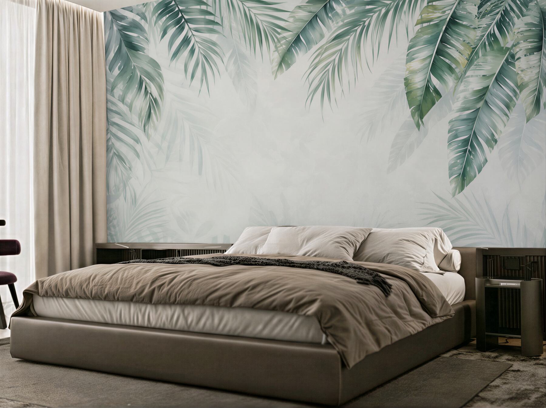 Fototapeta liście palmowe zielone delikatne w stylu tropical?v23