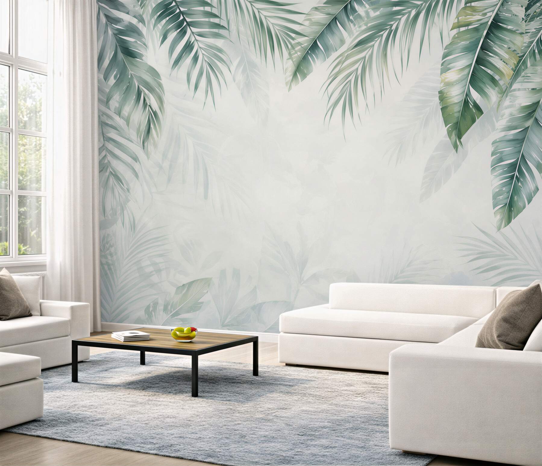 Fototapeta liście palmowe zielone delikatne w stylu tropical?v23