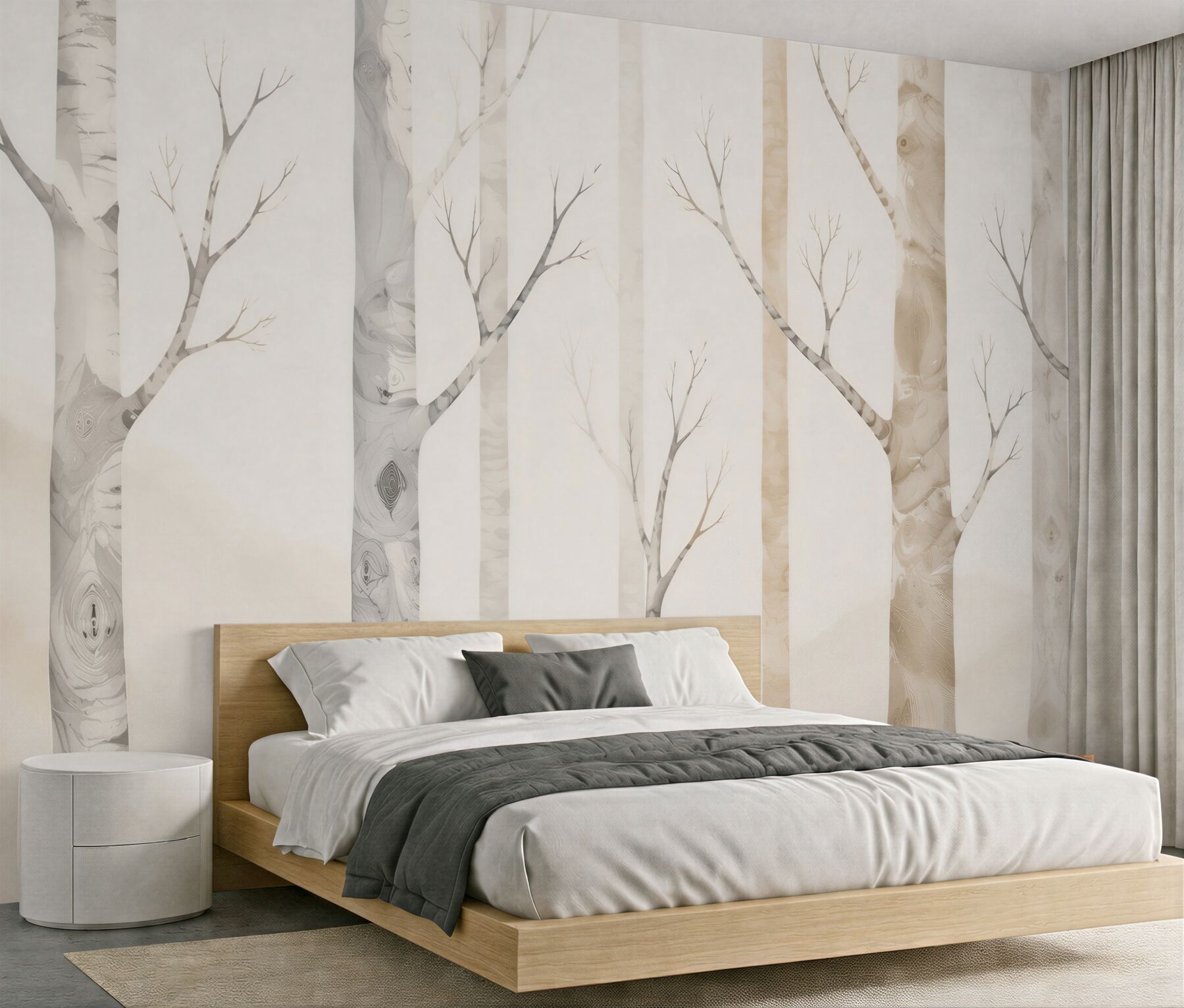 Fototapeta abstrakcyjne brzozy beżowe minimalistyczny las do nowoczesnego wnętrza?v23