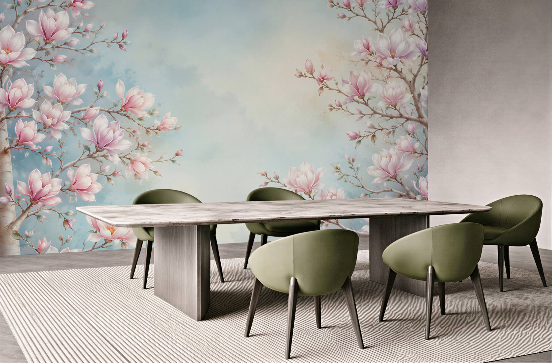 Fototapeta kwitnąca magnolia różowa na błękitnym tle romantyczna?v23