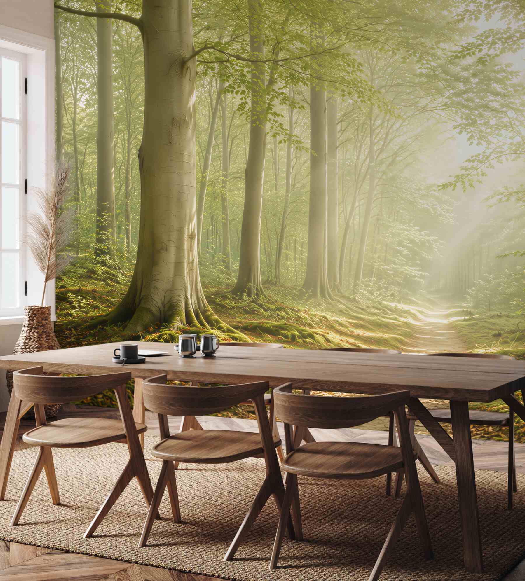 Fototapeta leśna ścieżka w promieniach słońca zielona naturalna?v23