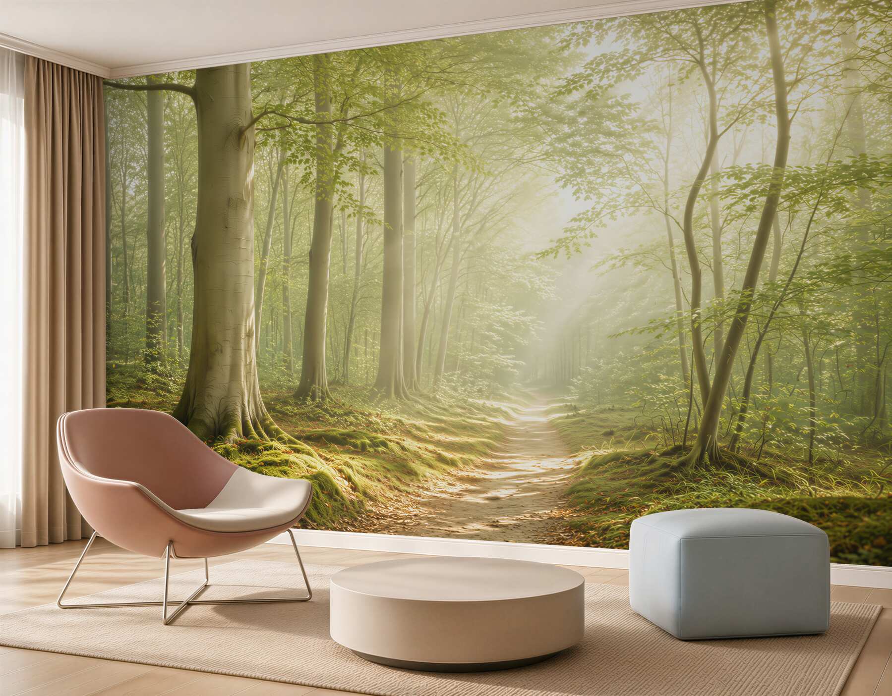 Fototapeta leśna ścieżka w promieniach słońca zielona naturalna?v23