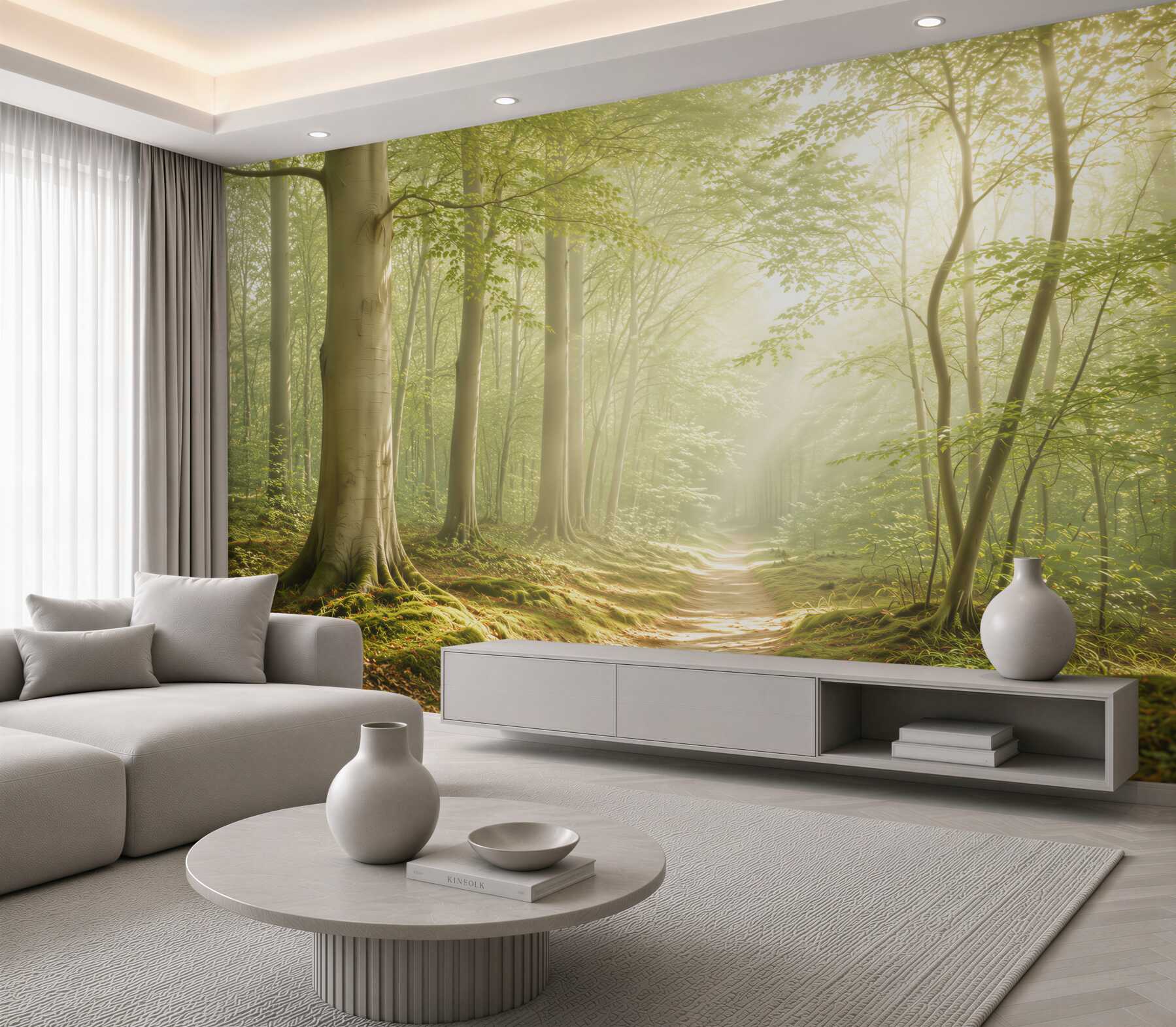 Fototapeta leśna ścieżka w promieniach słońca zielona naturalna?v23