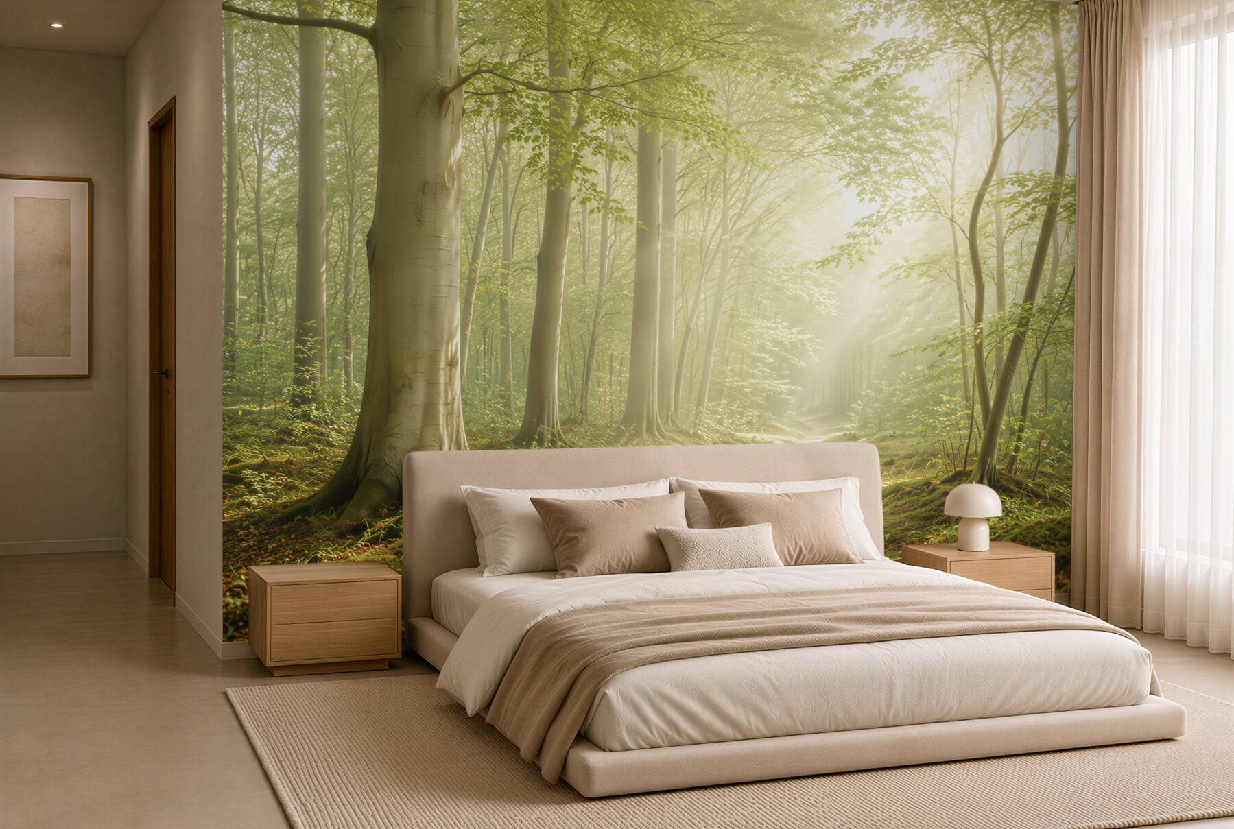 Fototapeta leśna ścieżka w promieniach słońca zielona naturalna?v23