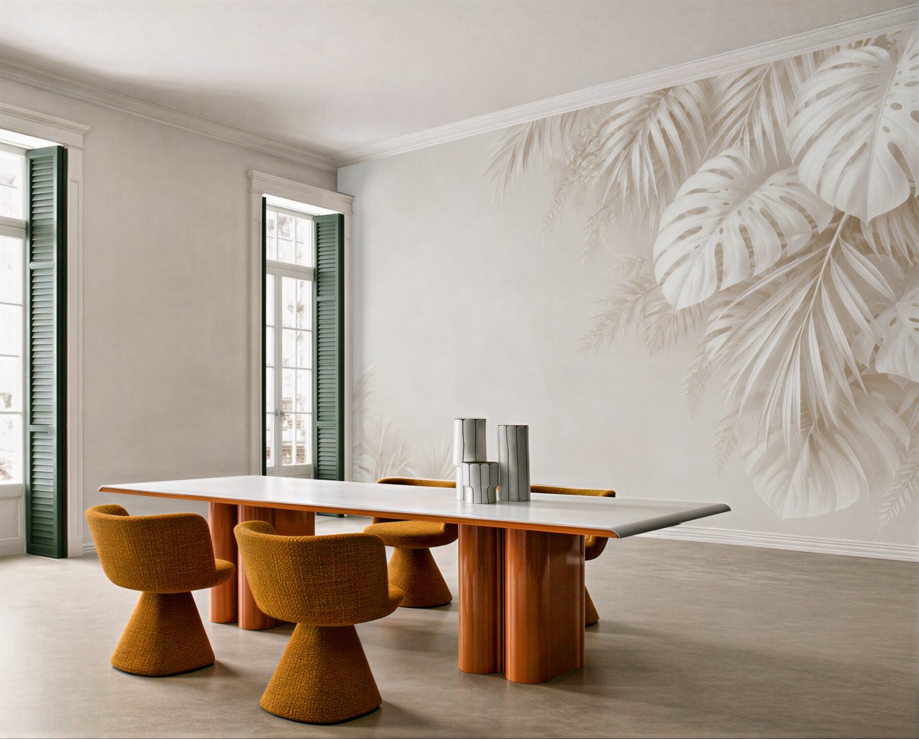 Fototapeta beżowe liście monstery i palm w eleganckim tropikalnym stylu?v23