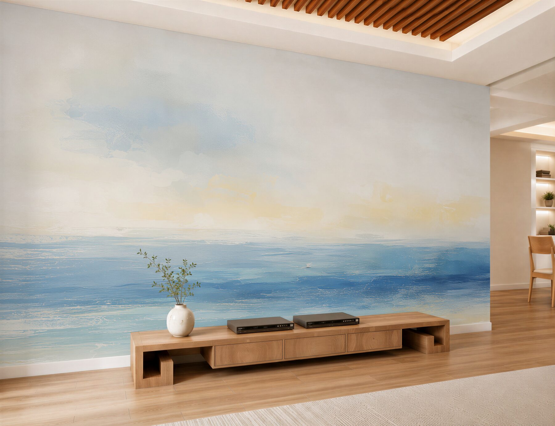Fototapeta abstrakcyjne morze w błękitach i beżach spokojna?v23