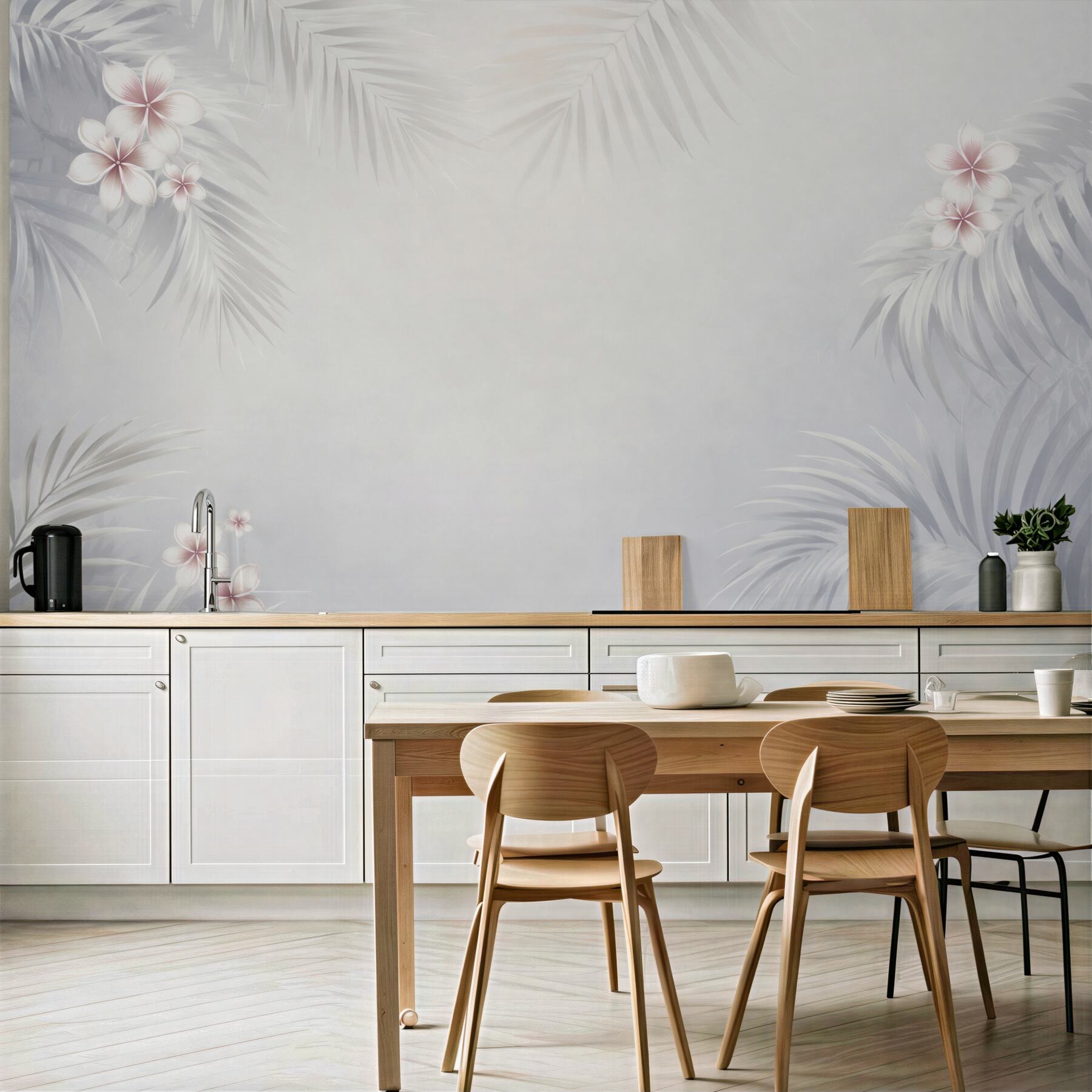 Fototapeta tropikalne liście i kwiaty plumerii pastelowa elegancja?v23