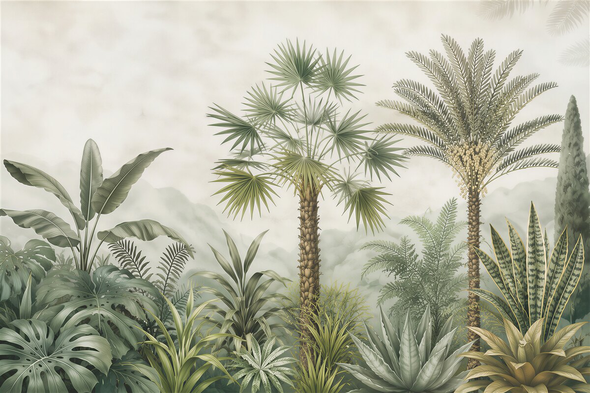 Fototapeta tropikalne rośliny i palmy zielona botaniczna do salonu