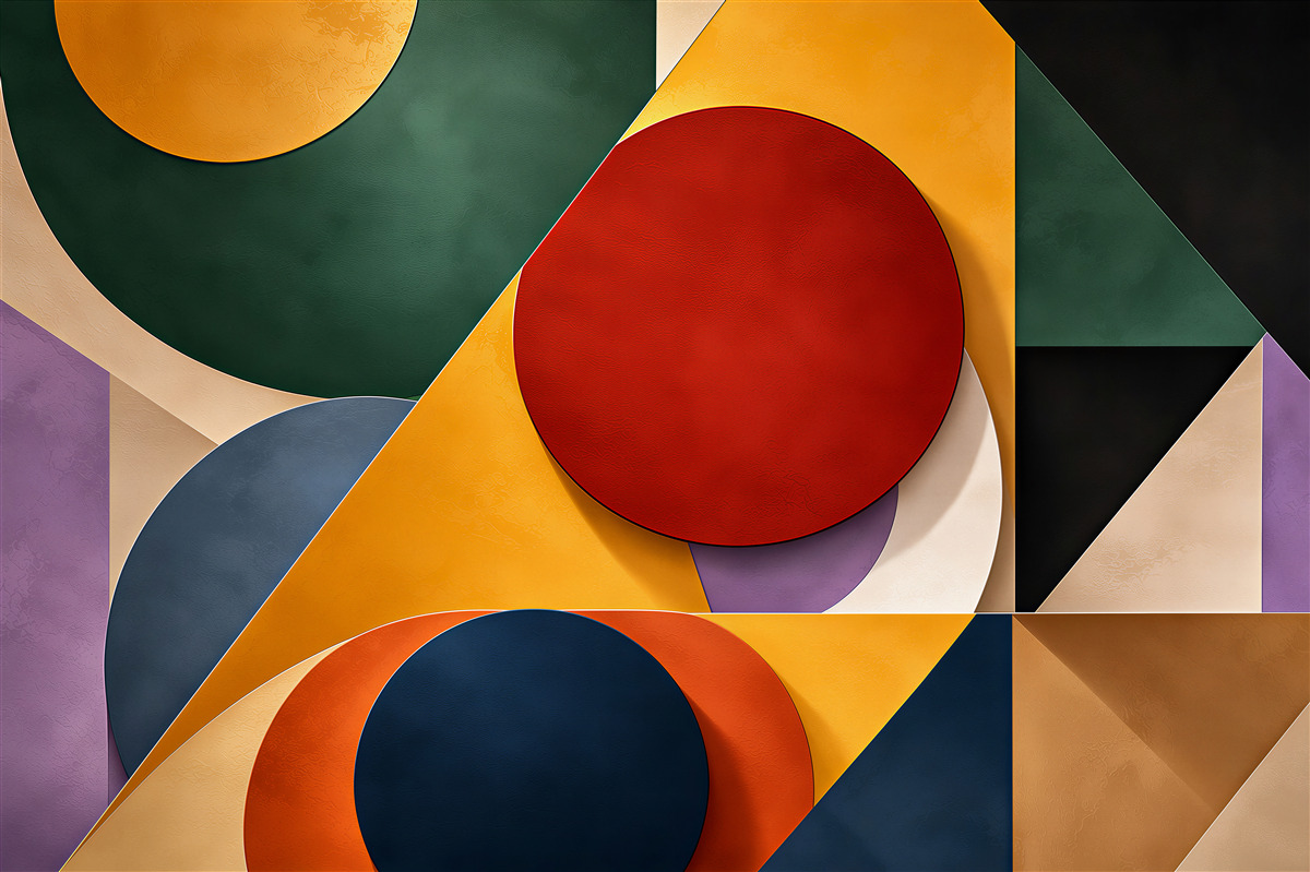 Fototapeta geometryczna abstrakcja z kolorowymi kołami nowoczesna
