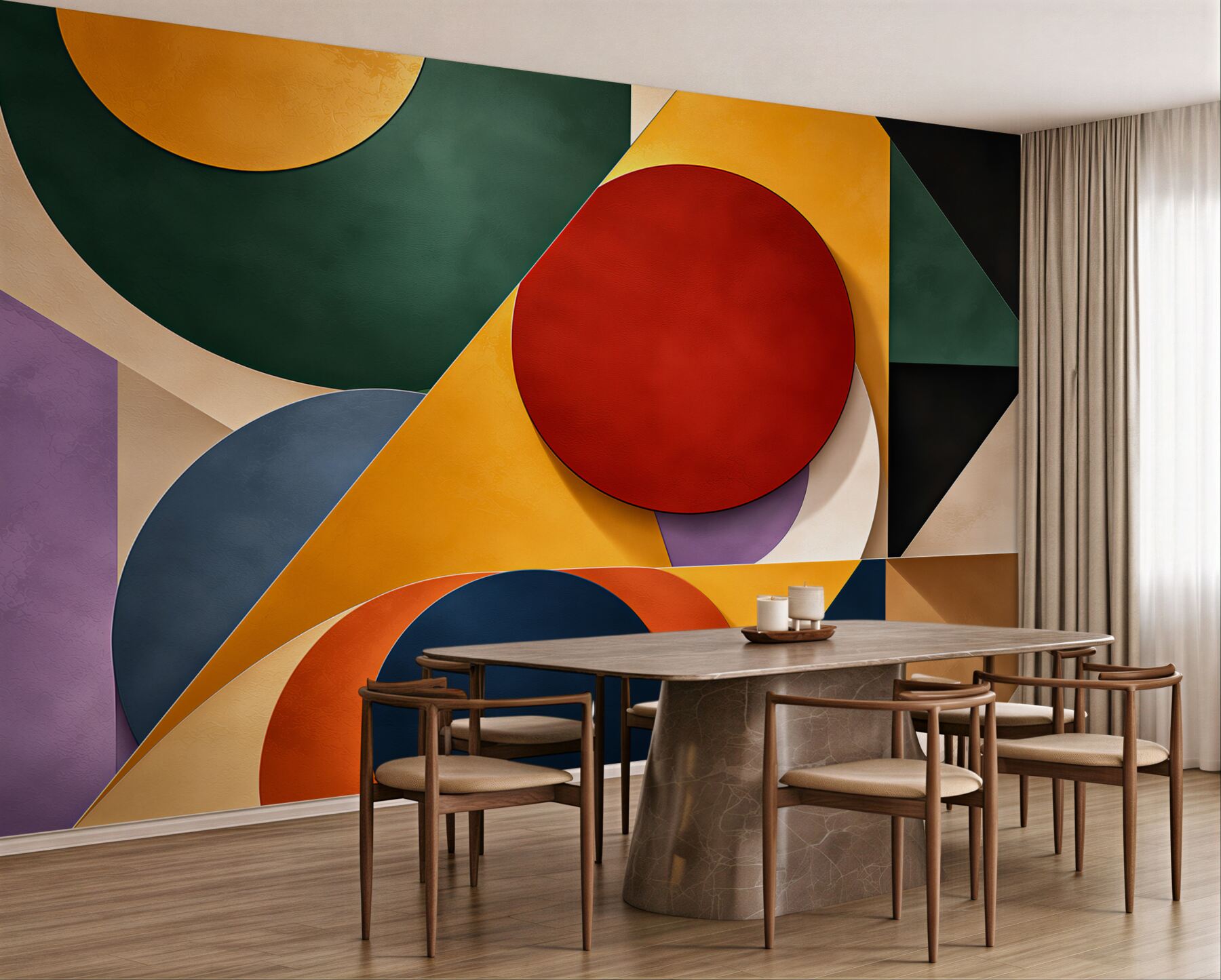 Fototapeta geometryczna abstrakcja z kolorowymi kołami nowoczesna?v23