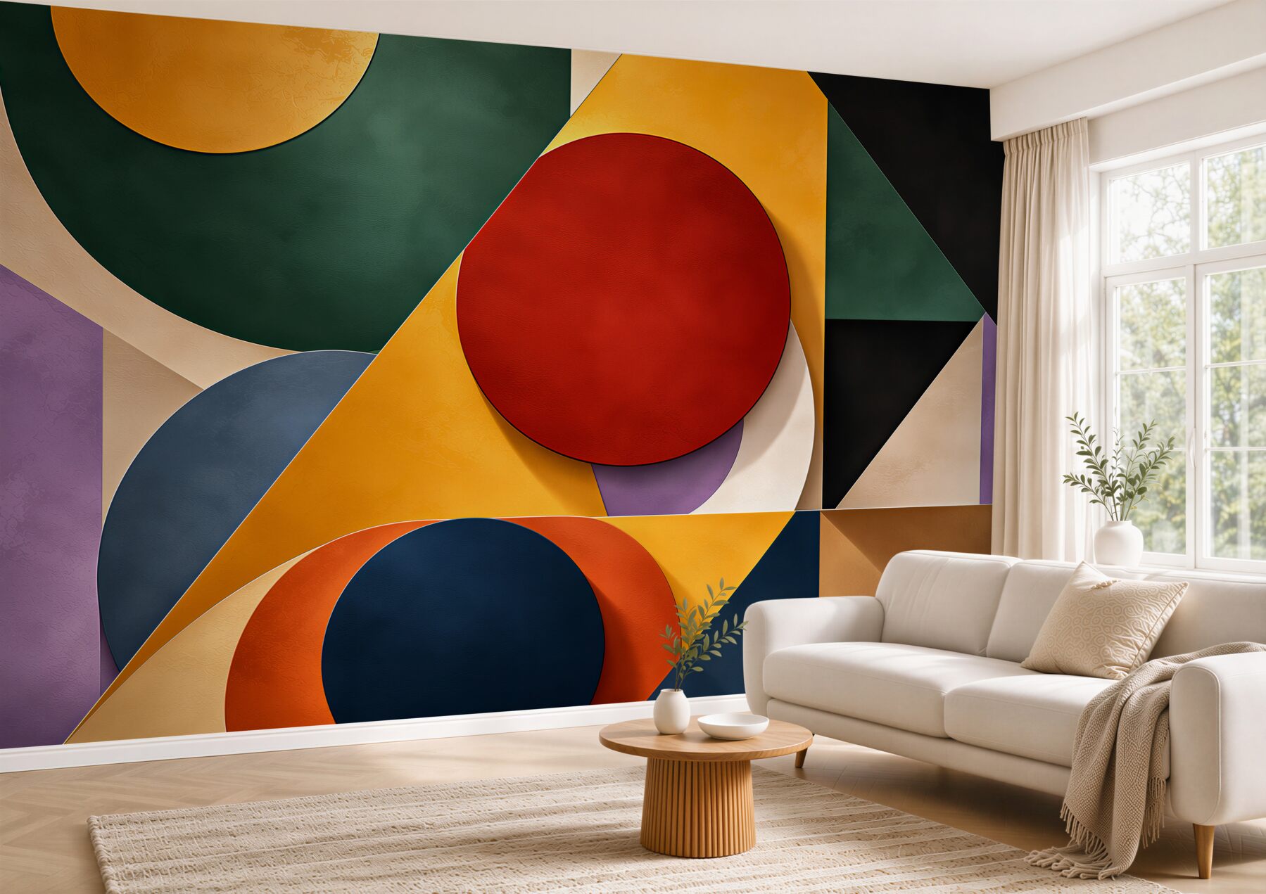 Fototapeta geometryczna abstrakcja z kolorowymi kołami nowoczesna?v23