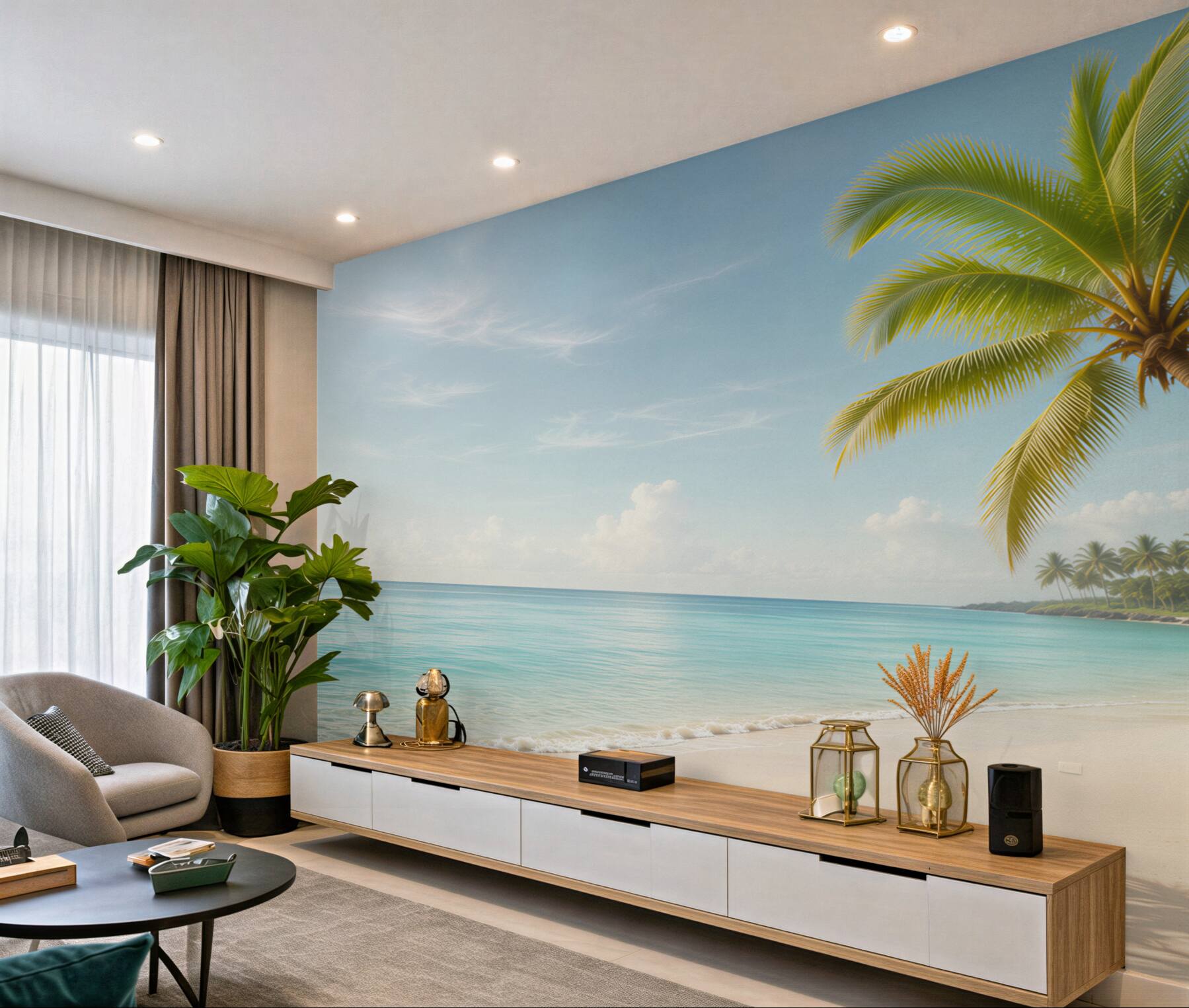 Fototapeta rajska plaża z palmą i turkusowym morzem?v23