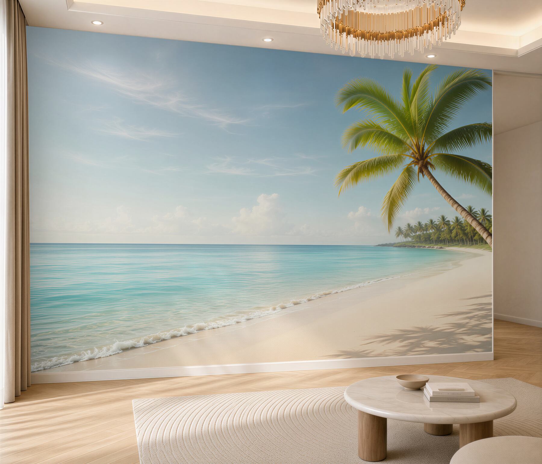 Fototapeta rajska plaża z palmą i turkusowym morzem
