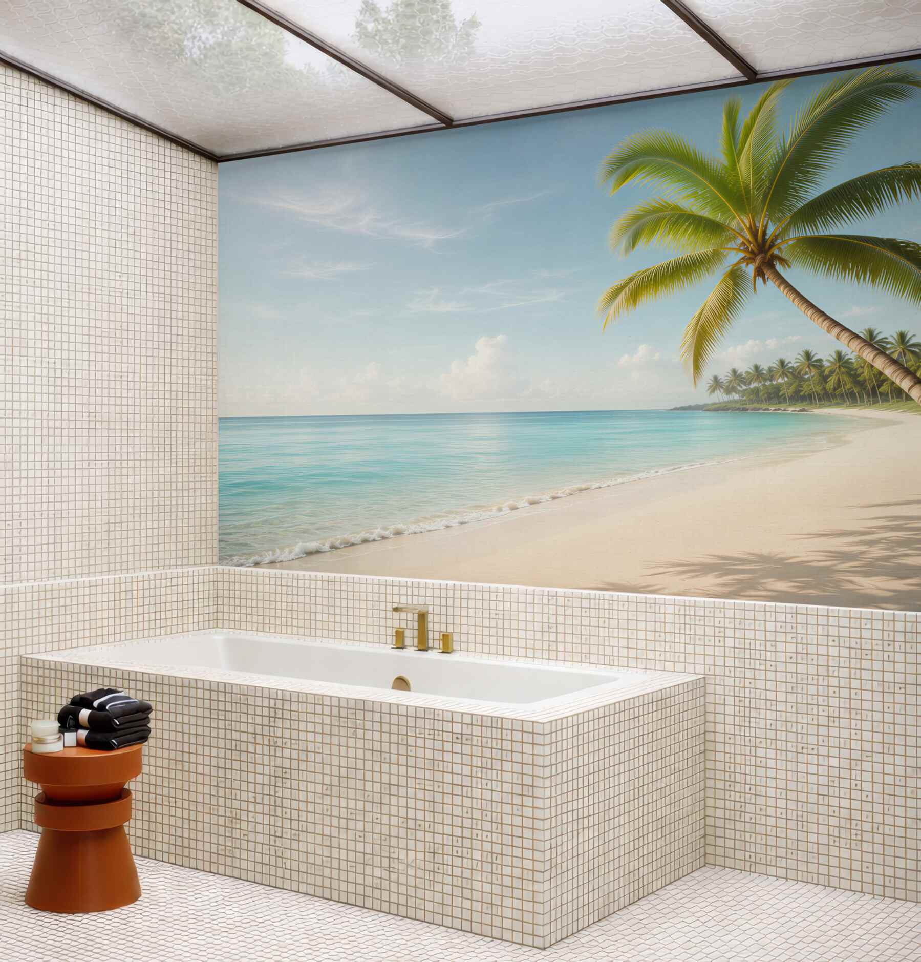 Fototapeta rajska plaża z palmą i turkusowym morzem?v23