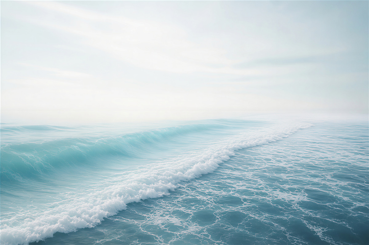 Fototapeta spokojne fale oceanu pastelowy błękit do sypialni