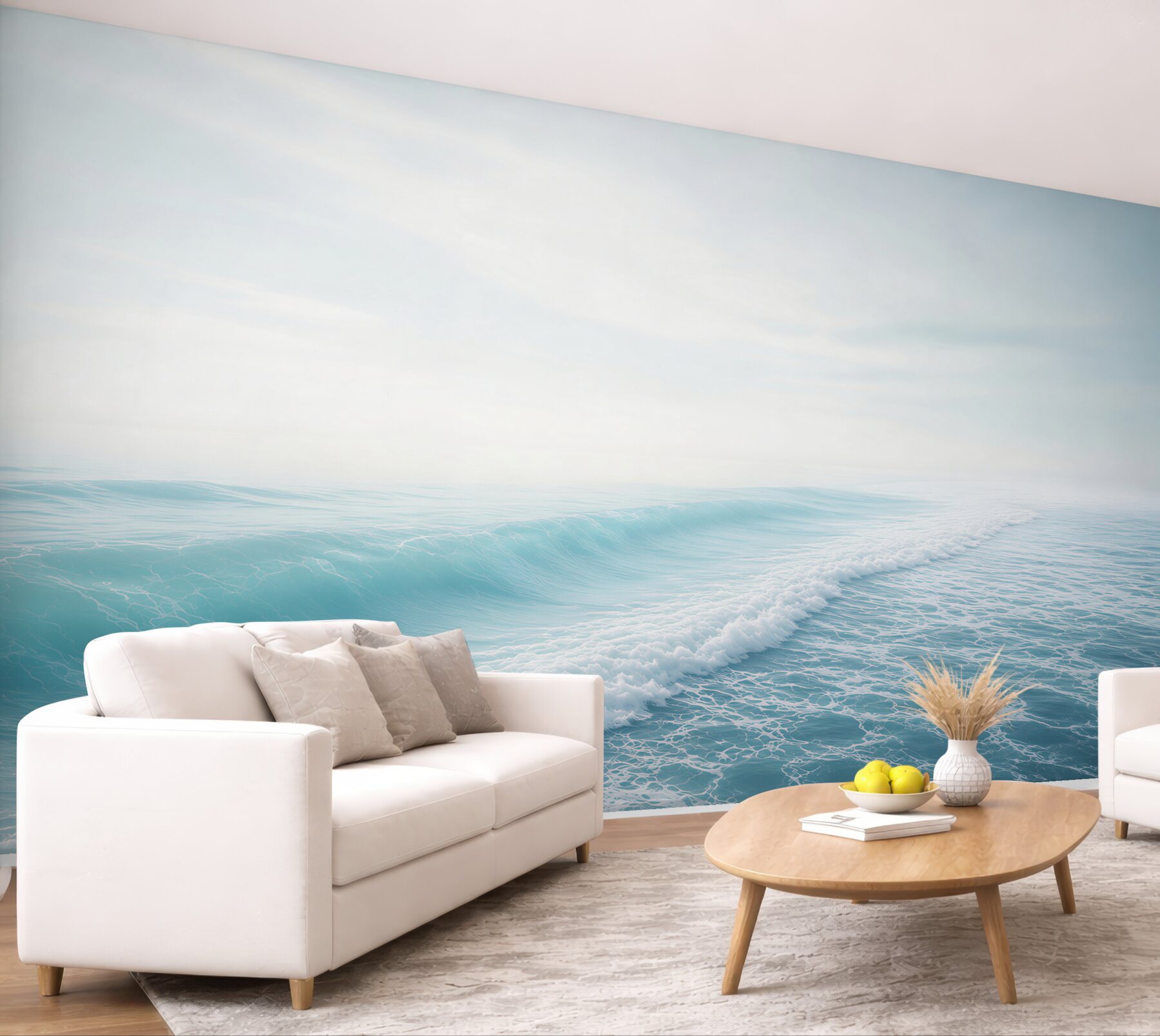 Fototapeta spokojne fale oceanu pastelowy błękit do sypialni?v23
