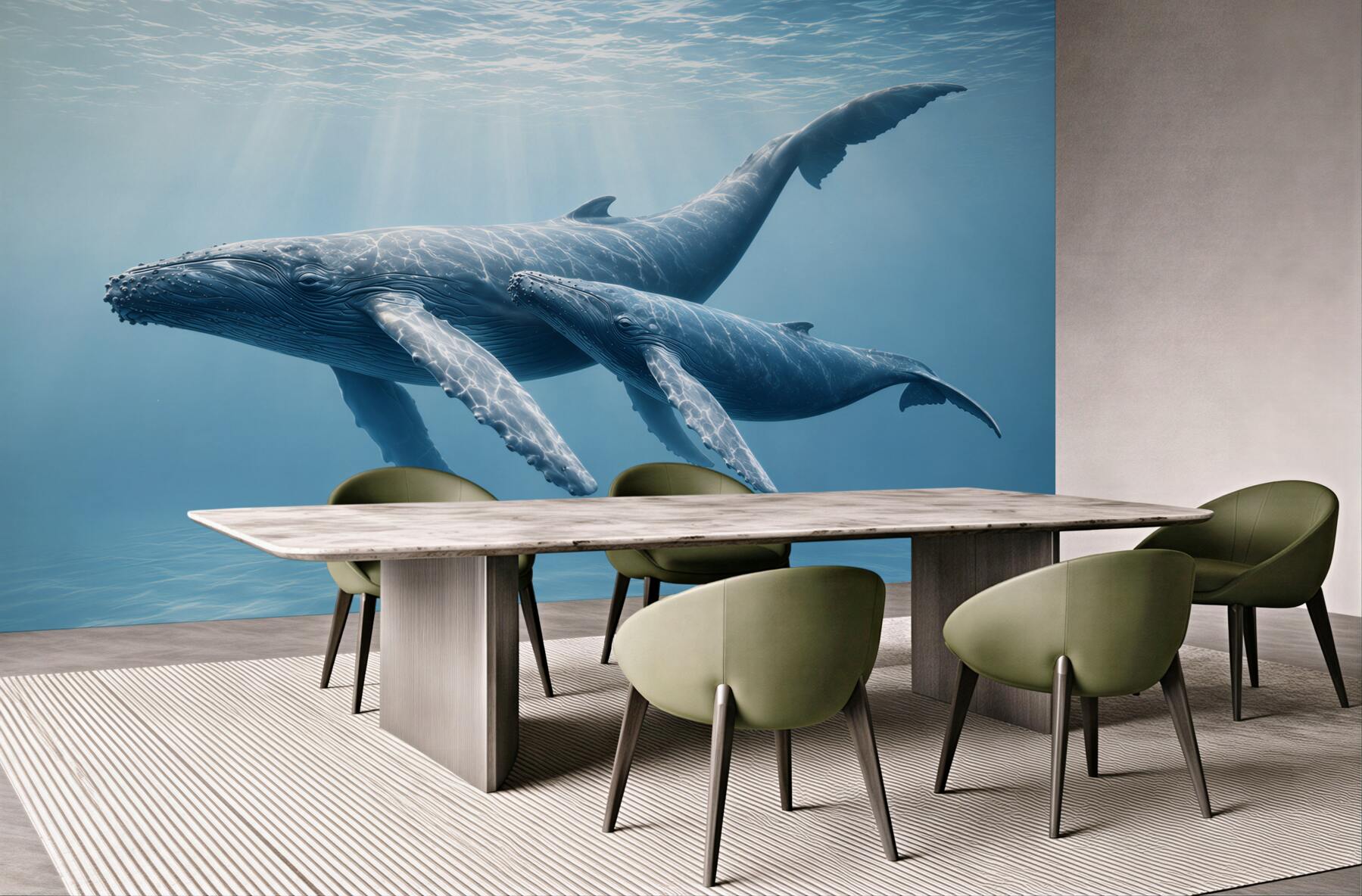 Fototapeta wieloryby pod wodą w błękitnym oceanie spokojna?v23