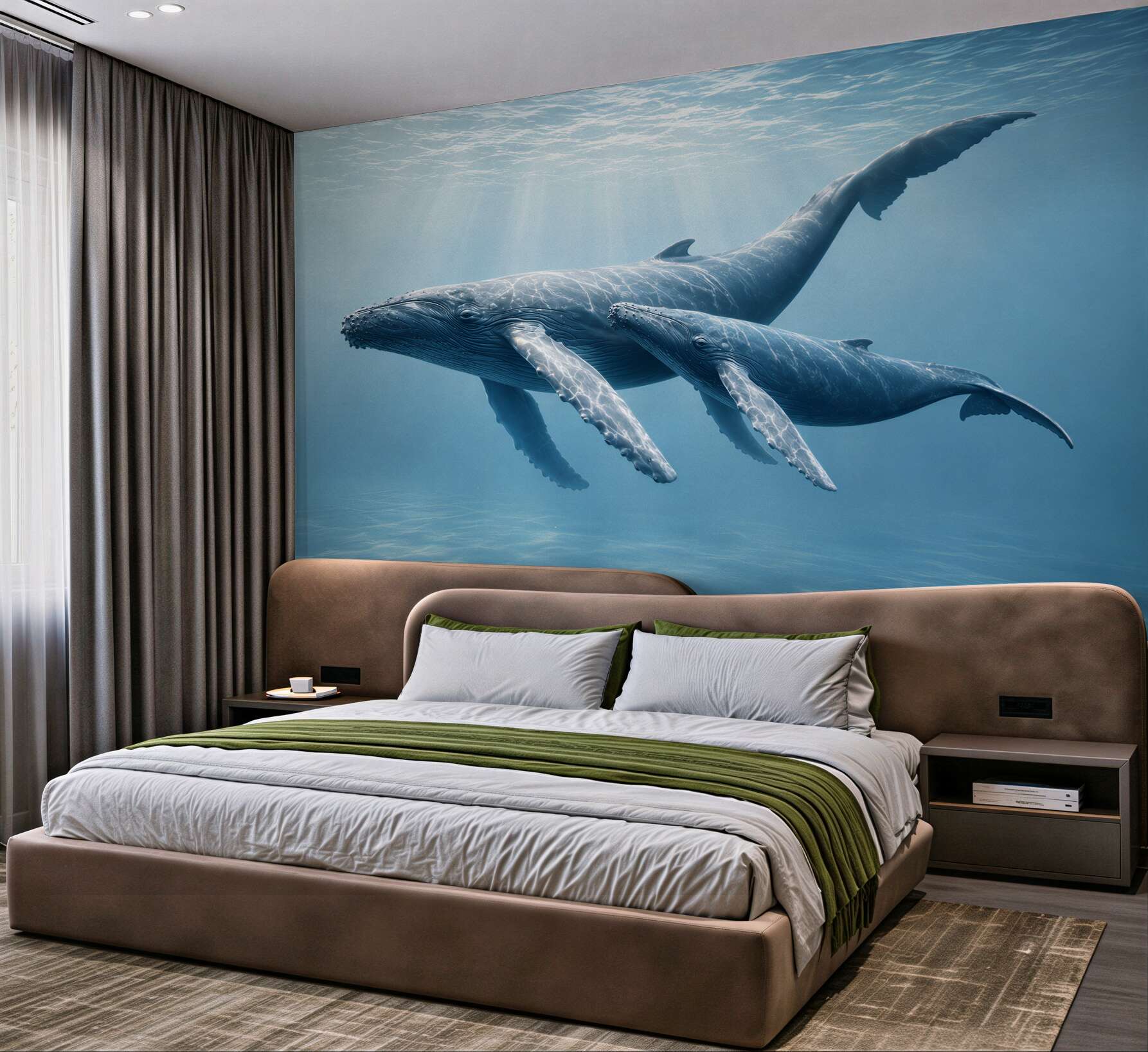 Fototapeta wieloryby pod wodą w błękitnym oceanie spokojna?v23