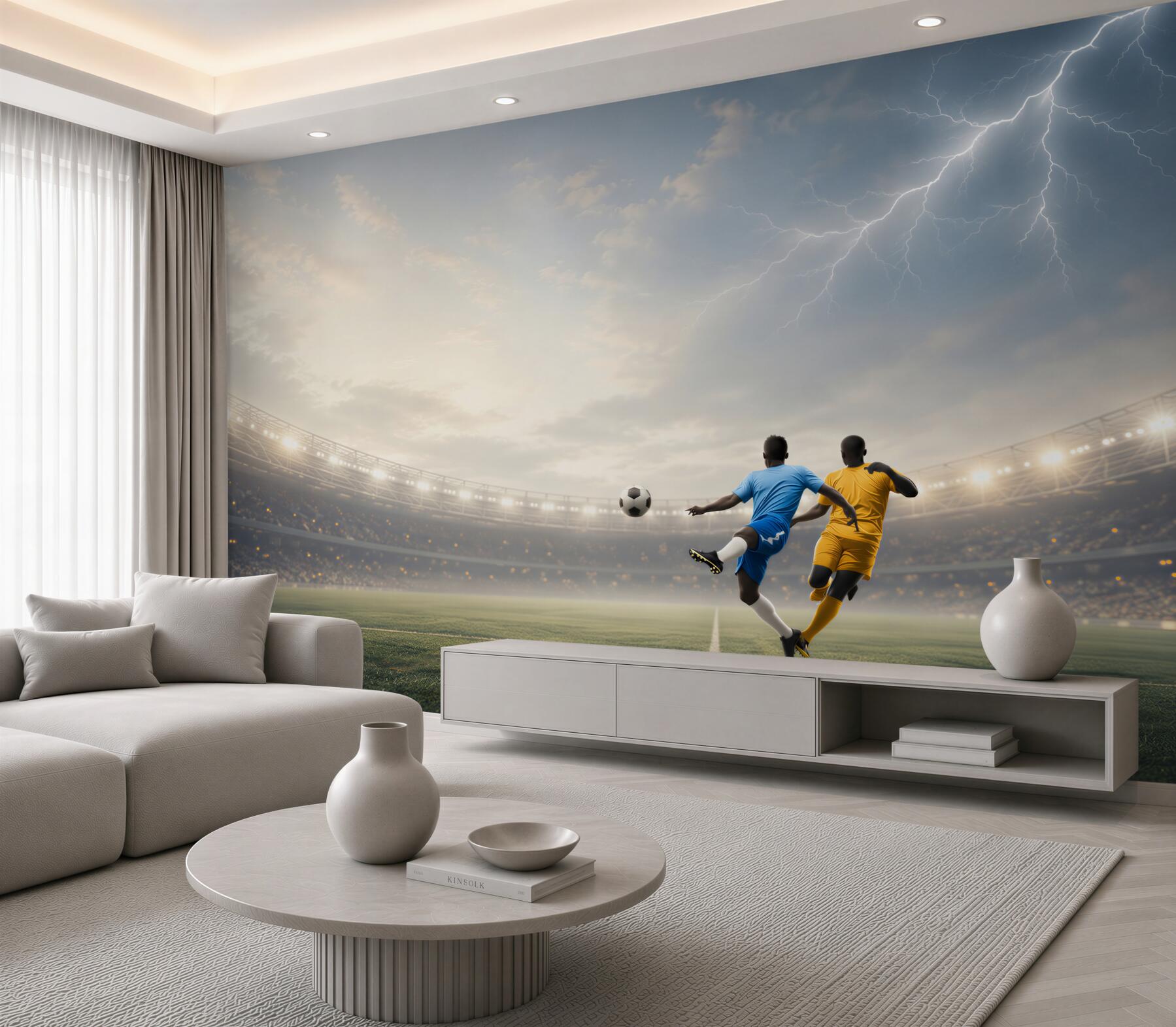Fototapeta mecz piłki nożnej na stadionie z błyskawicą dynamiczna?v23