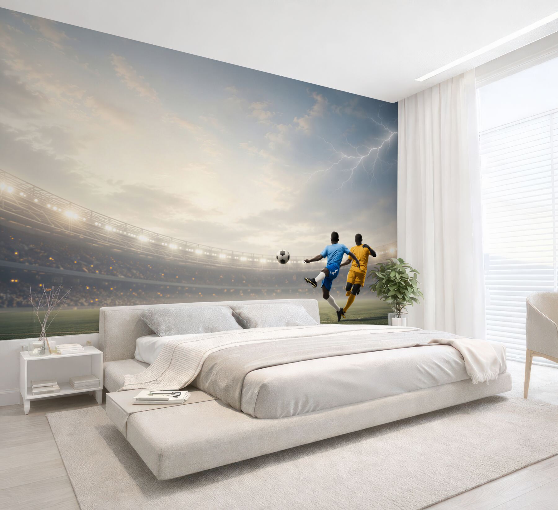 Fototapeta mecz piłki nożnej na stadionie z błyskawicą dynamiczna?v23
