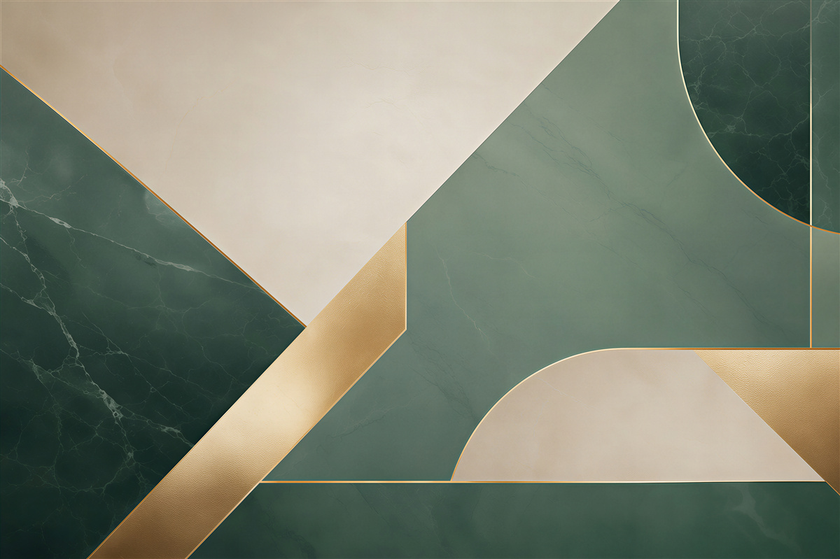 Fototapeta abstrakcja geometryczna zielona ze złotymi akcentami art deco